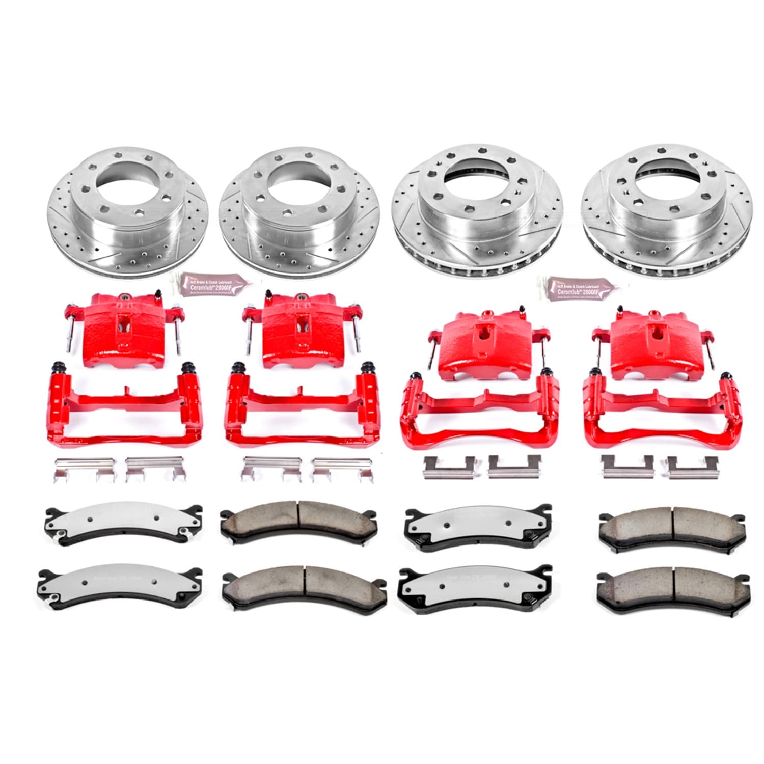 Power Stop - KC2027-36 - Front and Rear - Disc Brake Pad/Caliper and Rotor Kit image 1