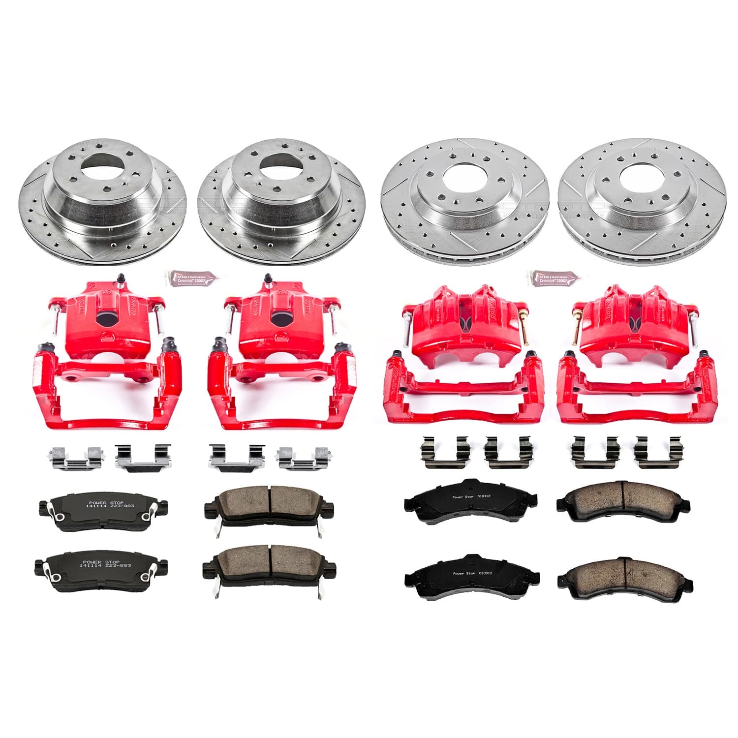 Power Stop - KC2058 - Front and Rear - Disc Brake Pad/Caliper and Rotor Kit image 1