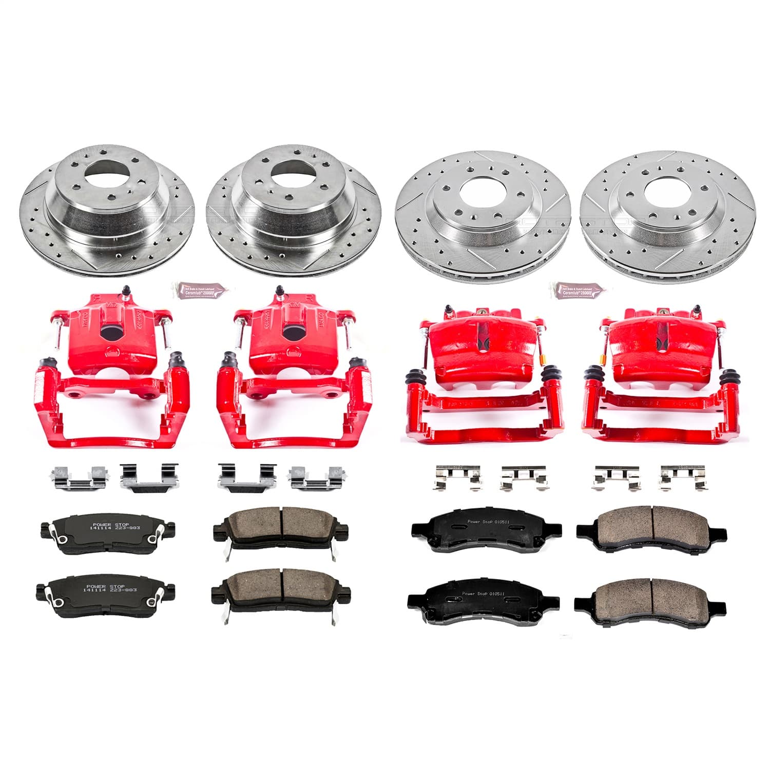 Power Stop - KC2060 - Front and Rear - Disc Brake Pad/Caliper and Rotor Kit image 1