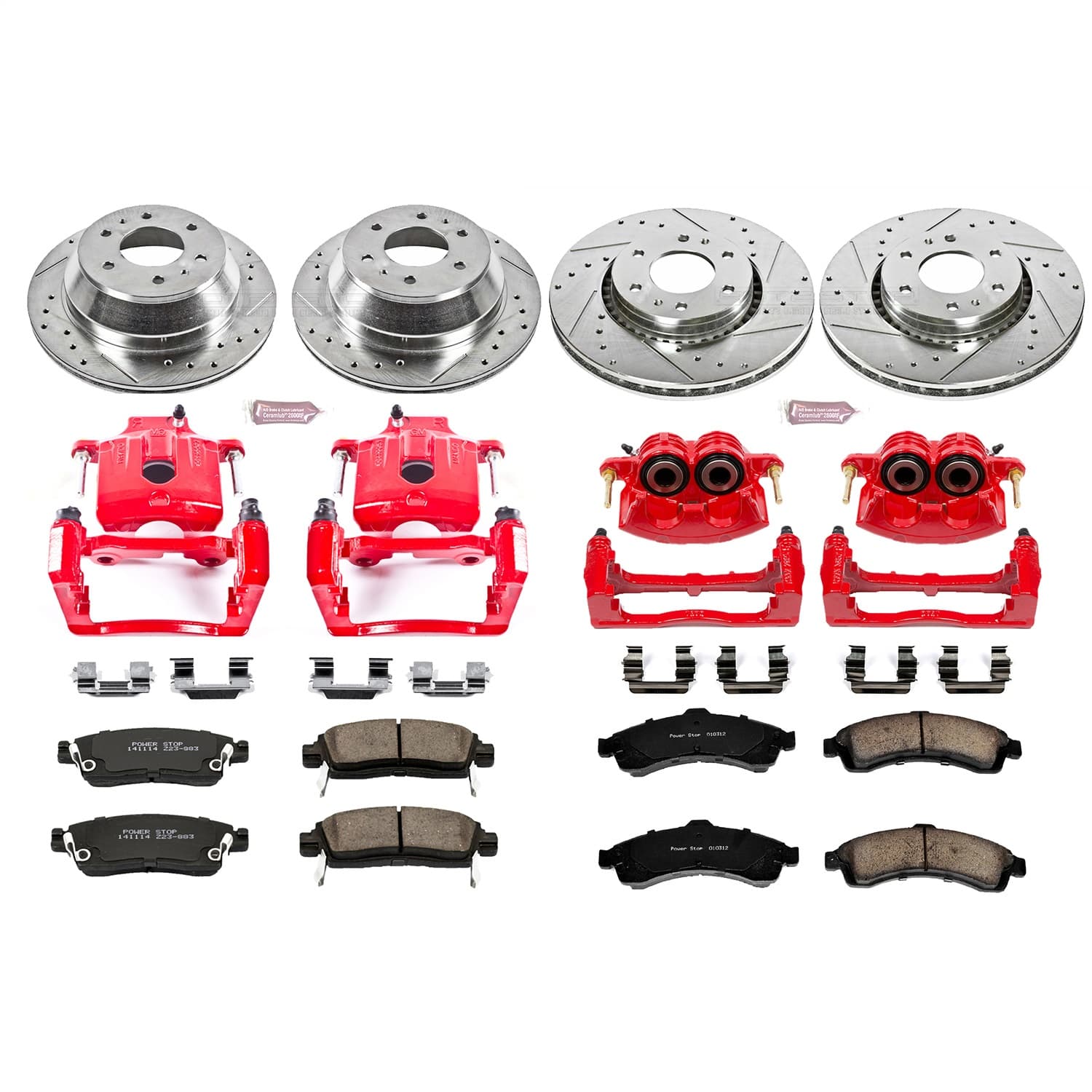 Power Stop - KC2062 - Front and Rear - Disc Brake Pad/Caliper and Rotor Kit image 1