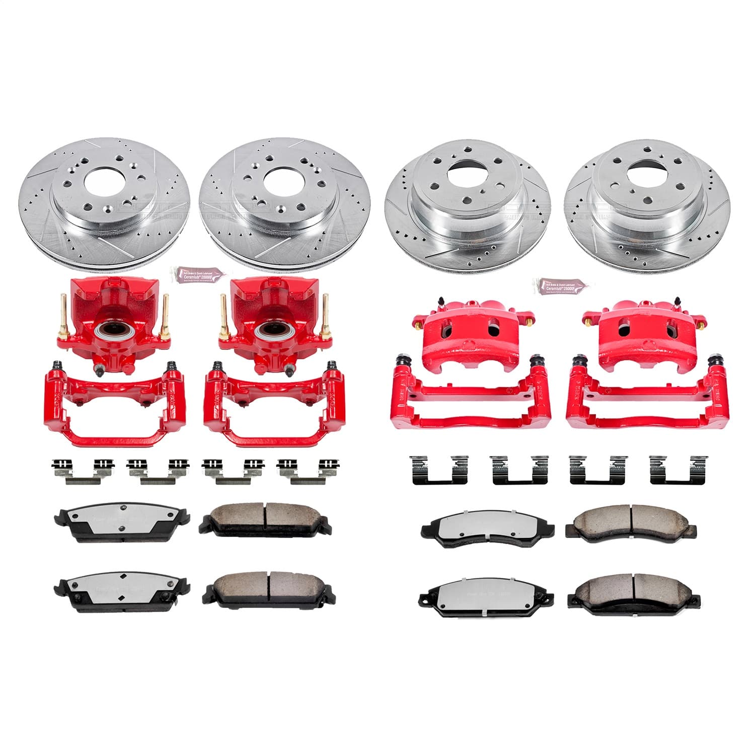 Power Stop - KC2068-36 - Front and Rear - Disc Brake Pad/Caliper and Rotor Kit image 1