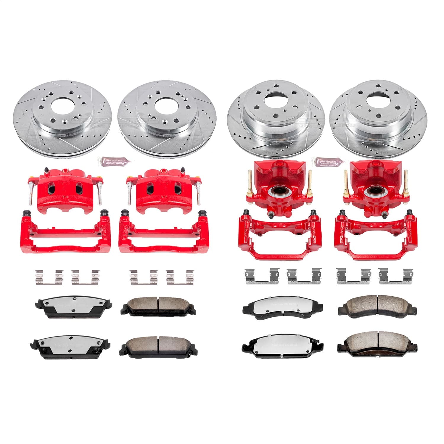 Power Stop - KC2070-36 - Front and Rear - Disc Brake Pad/Caliper and Rotor Kit image 1