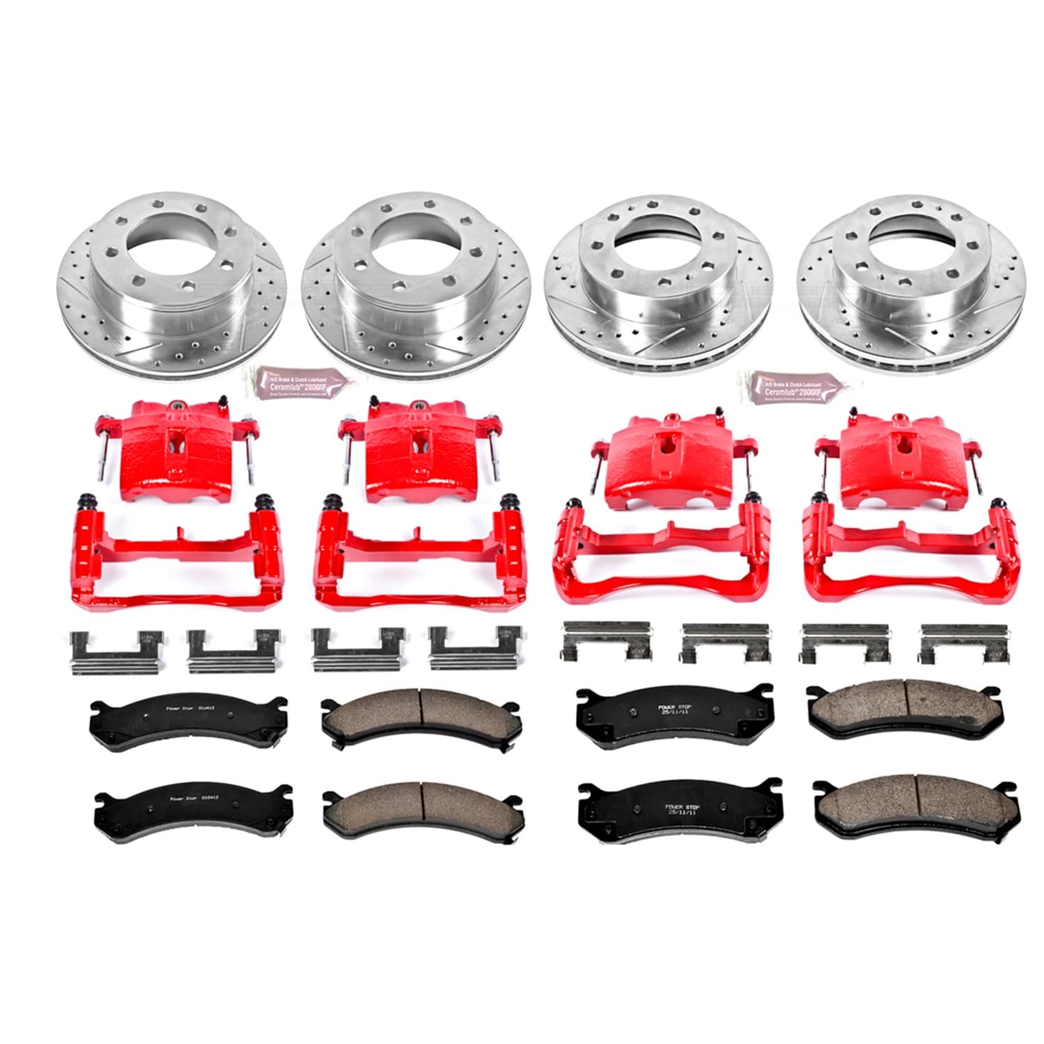 Power Stop - KC2073 - Front and Rear - Disc Brake Pad/Caliper and Rotor Kit image 1