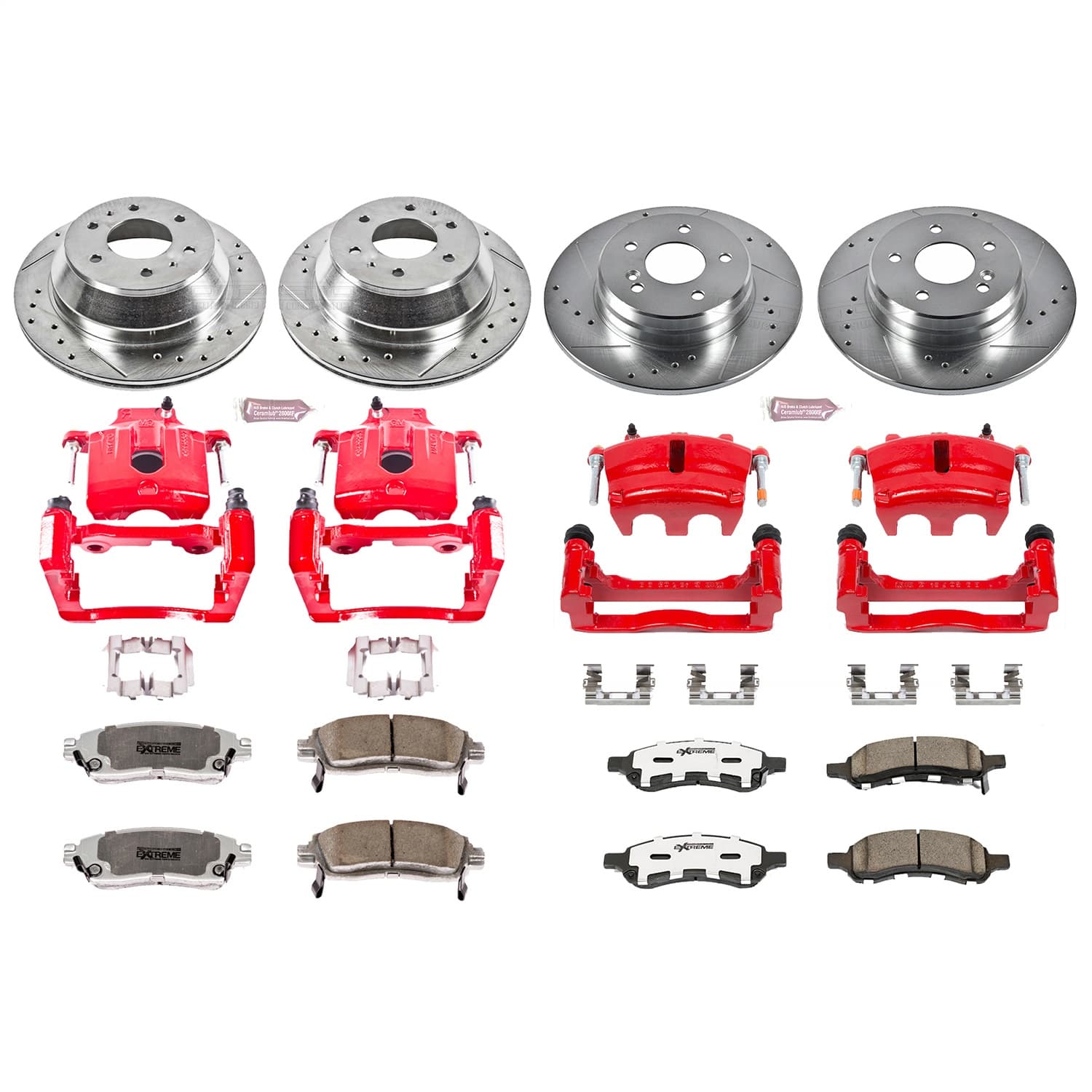 Power Stop - KC2085B-26 - Front and Rear - Disc Brake Pad/Caliper and Rotor Kit image 1
