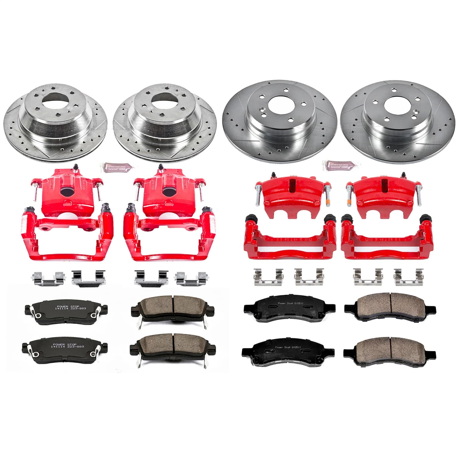 Power Stop - KC2085B - Front and Rear - Disc Brake Pad/Caliper and Rotor Kit image 1