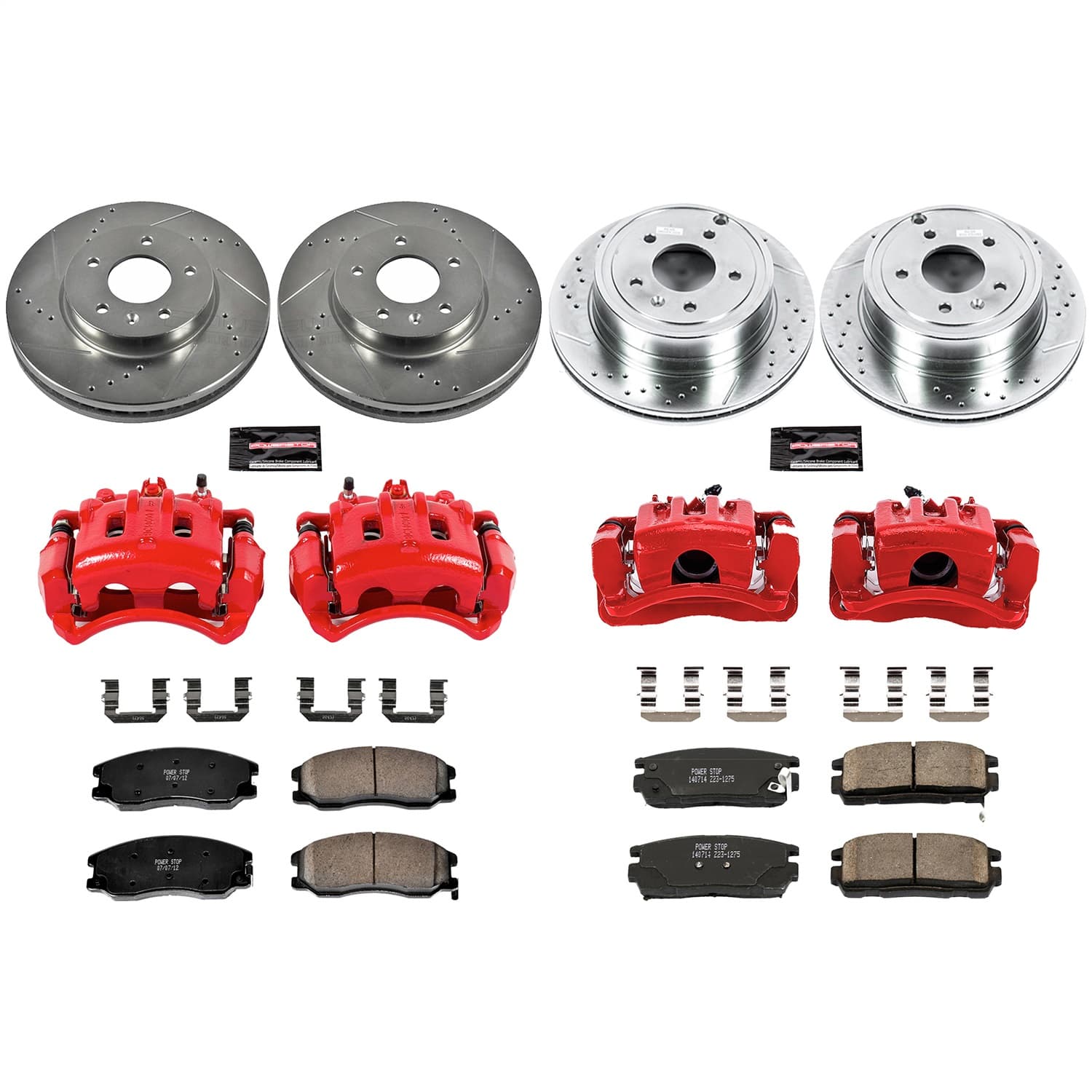 Power Stop - KC2091 - Front and Rear - Disc Brake Pad/Caliper and Rotor Kit image 1