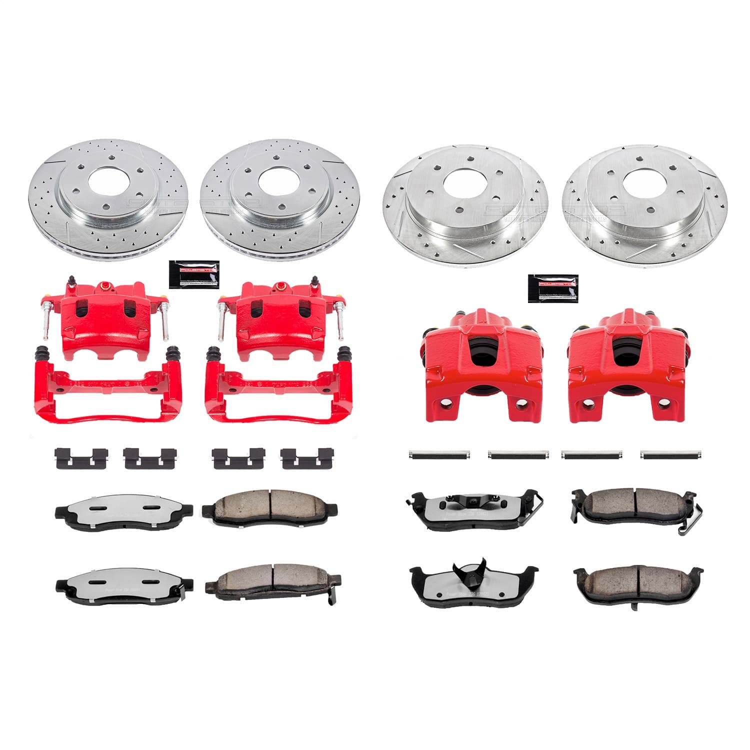 Power Stop - KC212-36 - Front and Rear - Disc Brake Pad/Caliper and Rotor Kit image 1