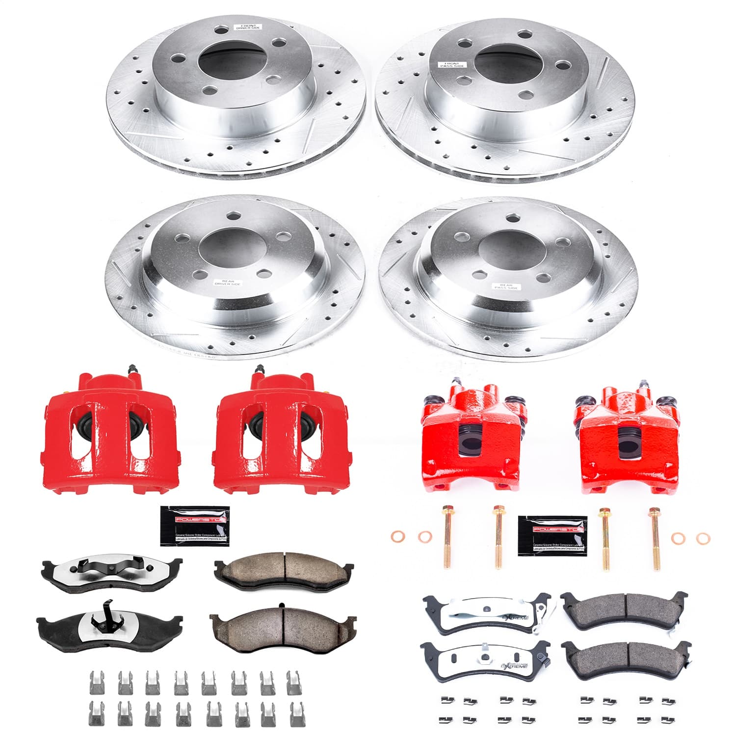 Power Stop - KC2121-36 - Front and Rear - Disc Brake Pad/Caliper and Rotor Kit image 1