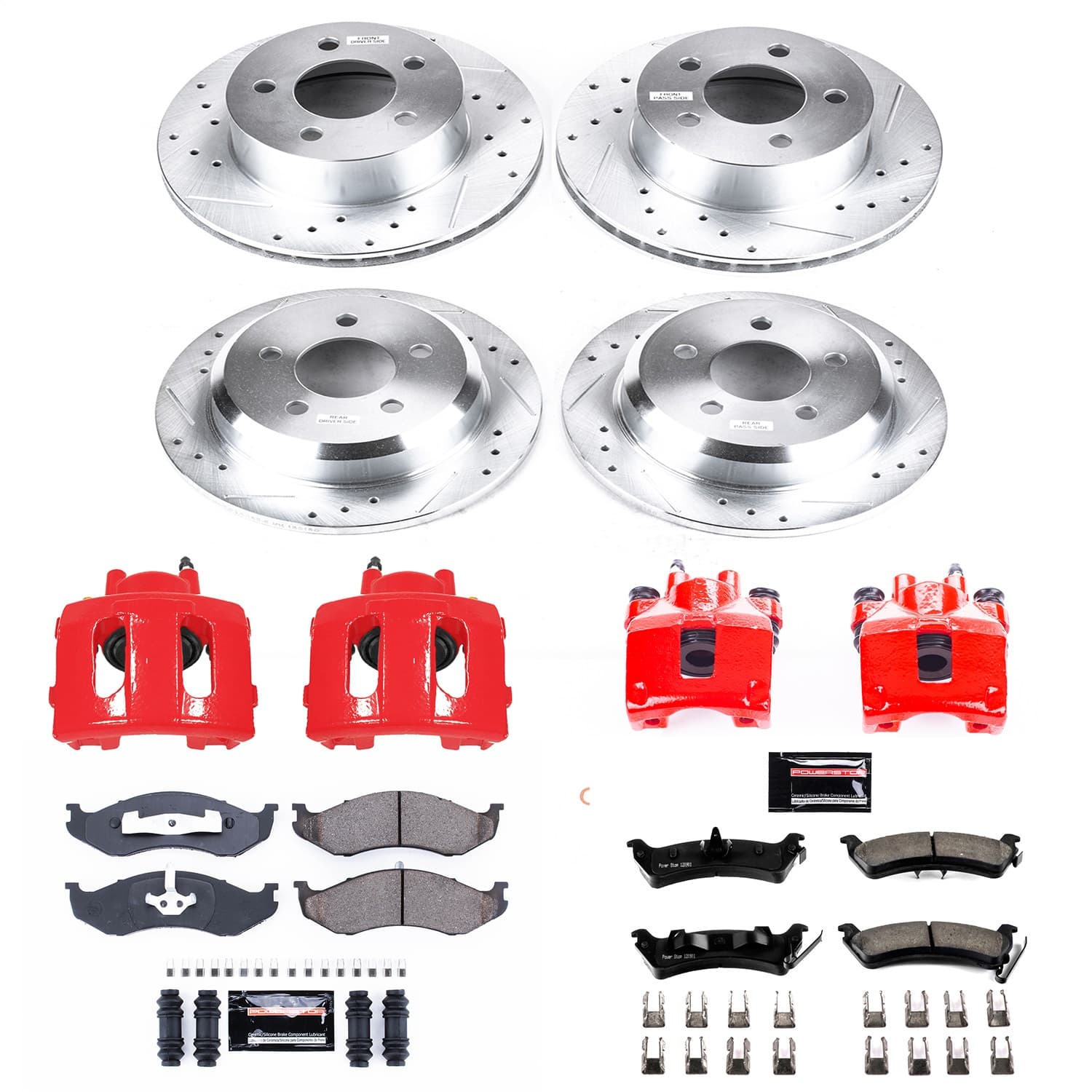 Power Stop - KC2121 - Front and Rear - Disc Brake Pad/Caliper and Rotor Kit image 1