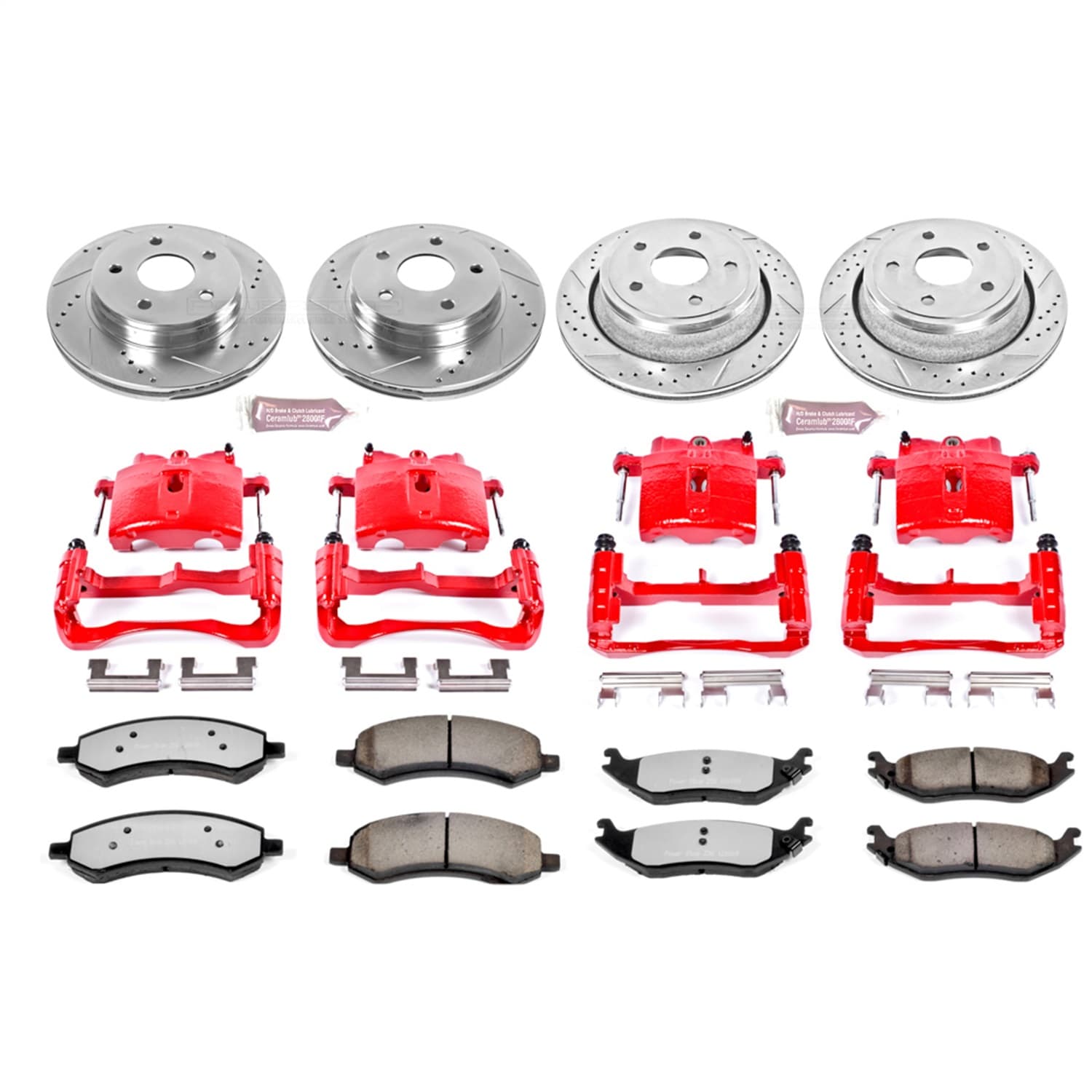 Power Stop - KC2164-36 - Front and Rear - Disc Brake Pad/Caliper and Rotor Kit image 1