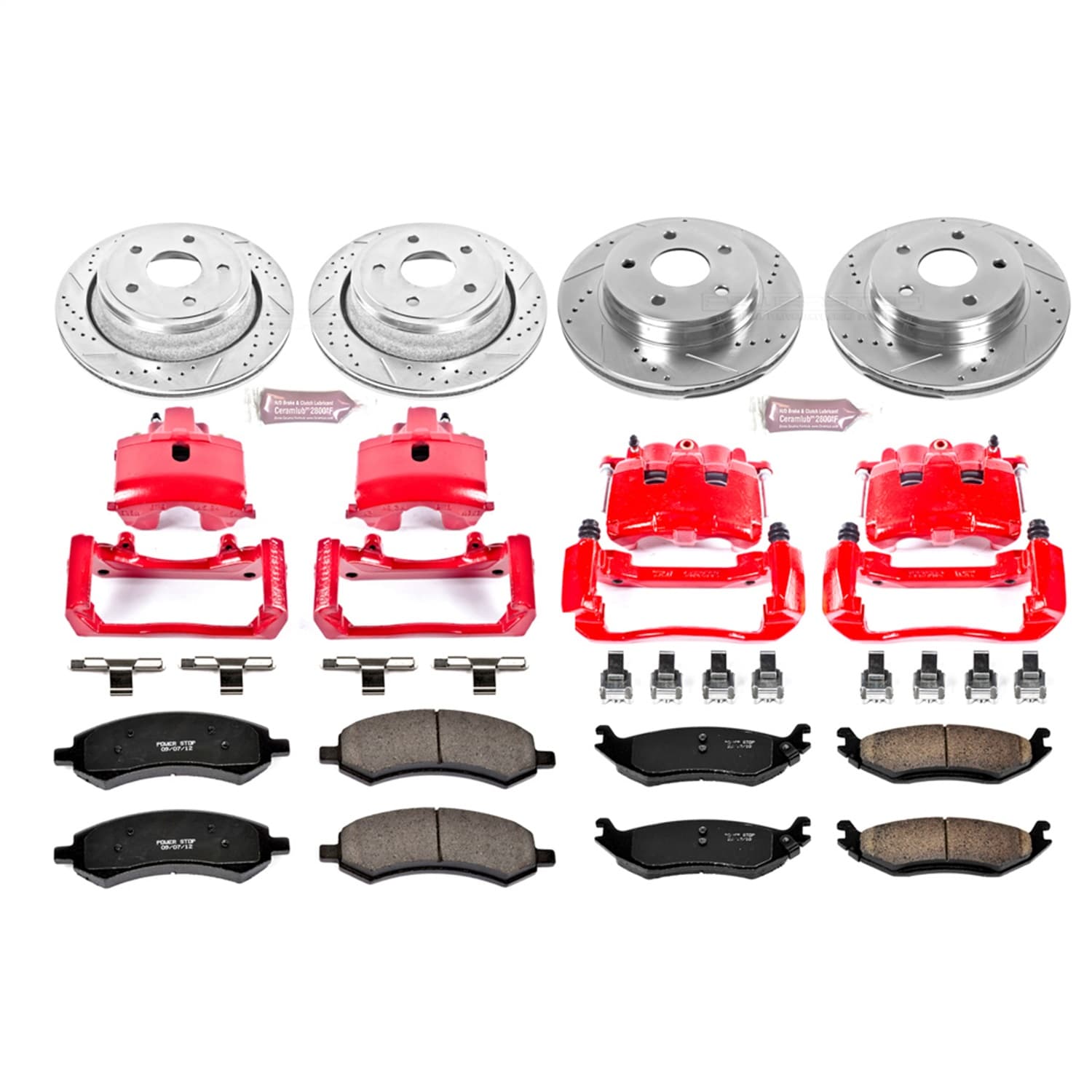 Power Stop - KC2164 - Front and Rear - Disc Brake Pad/Caliper and Rotor Kit image 1