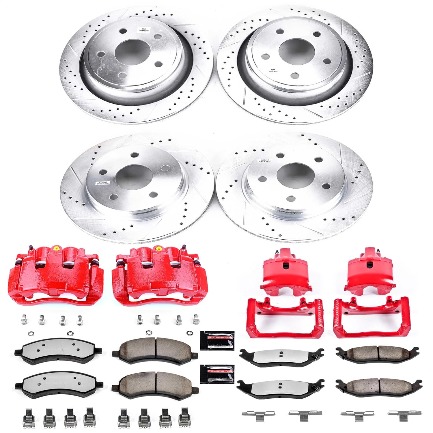 Power Stop - KC2164A-36 - Front and Rear - Disc Brake Pad/Caliper and Rotor Kit image 1