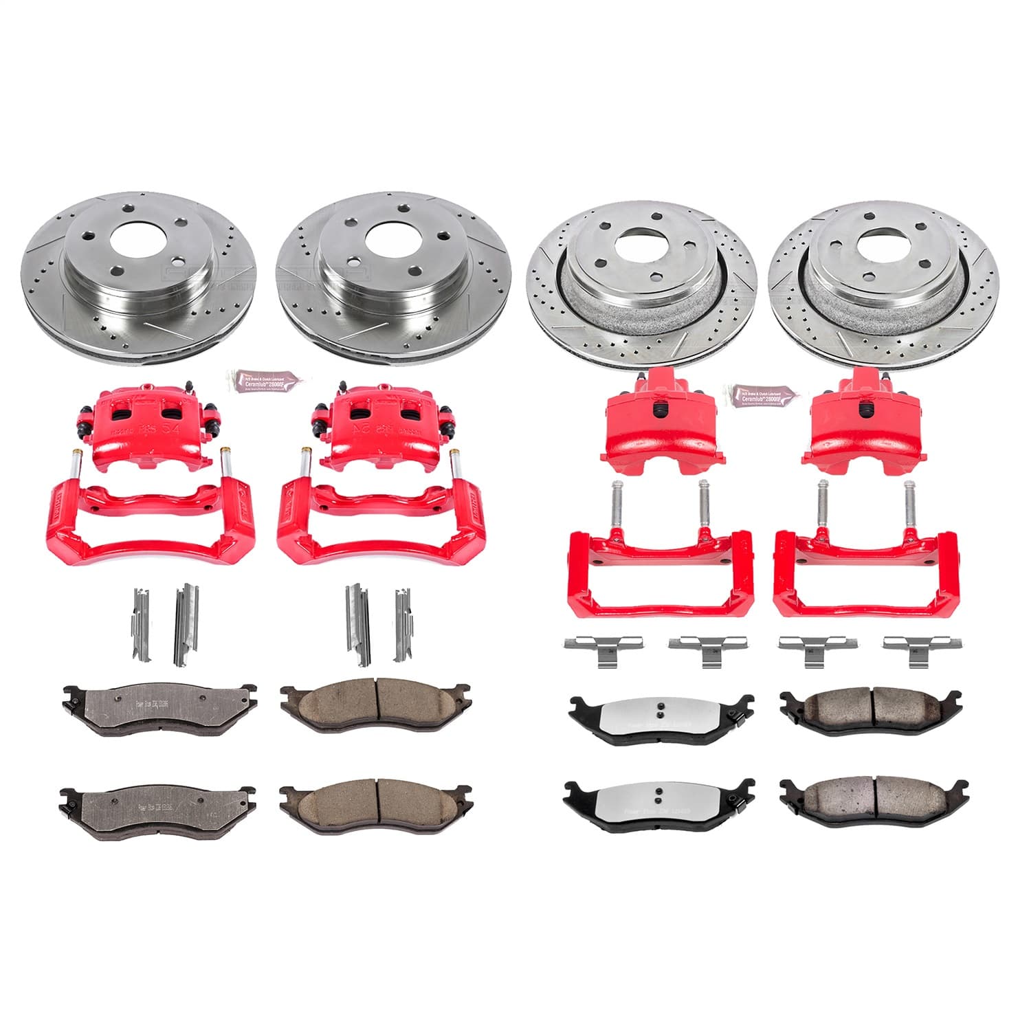 Power Stop - KC2166-36 - Front and Rear - Disc Brake Pad/Caliper and Rotor Kit image 1