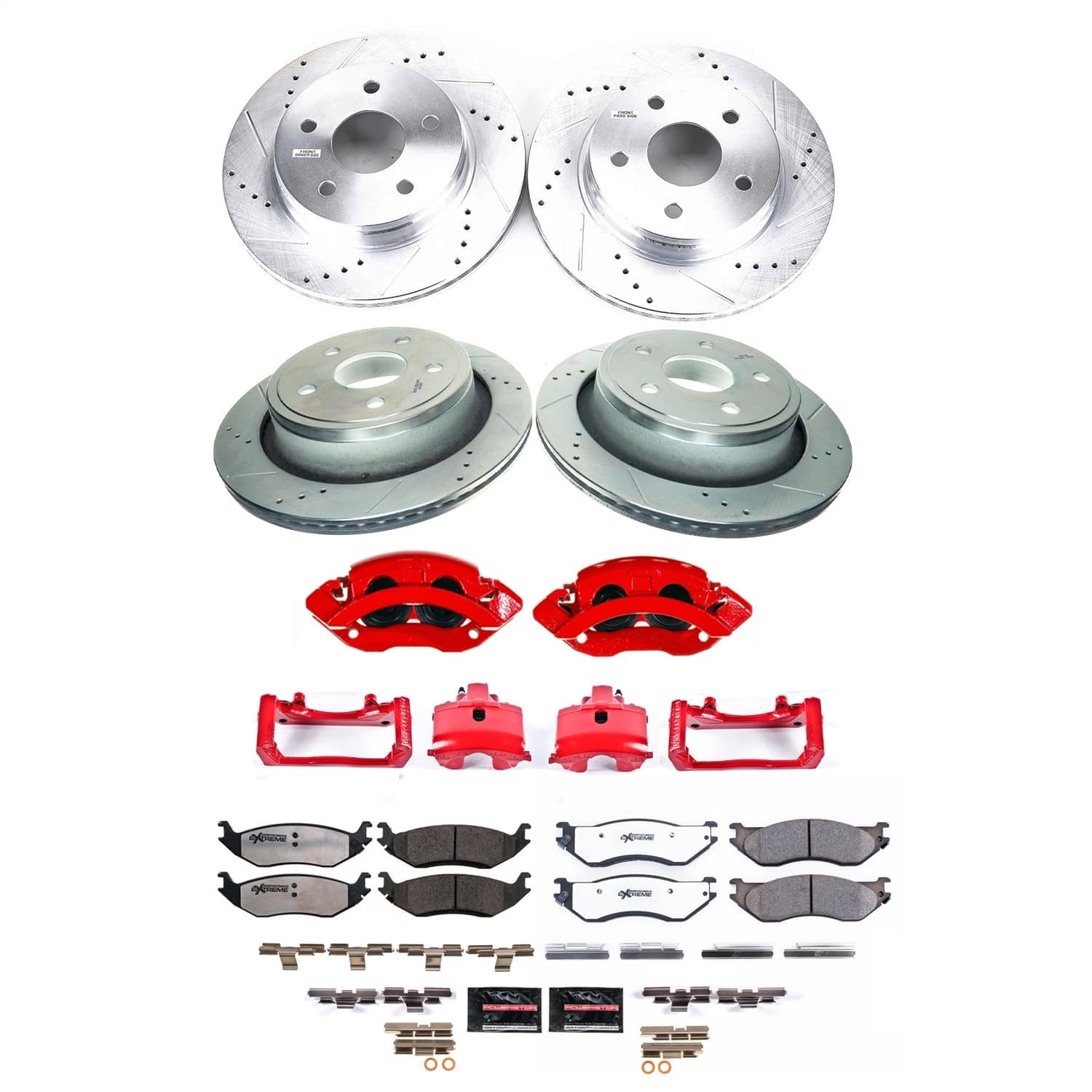 Power Stop - KC2166A-36 - Front and Rear - Disc Brake Pad/Caliper and Rotor Kit image 1