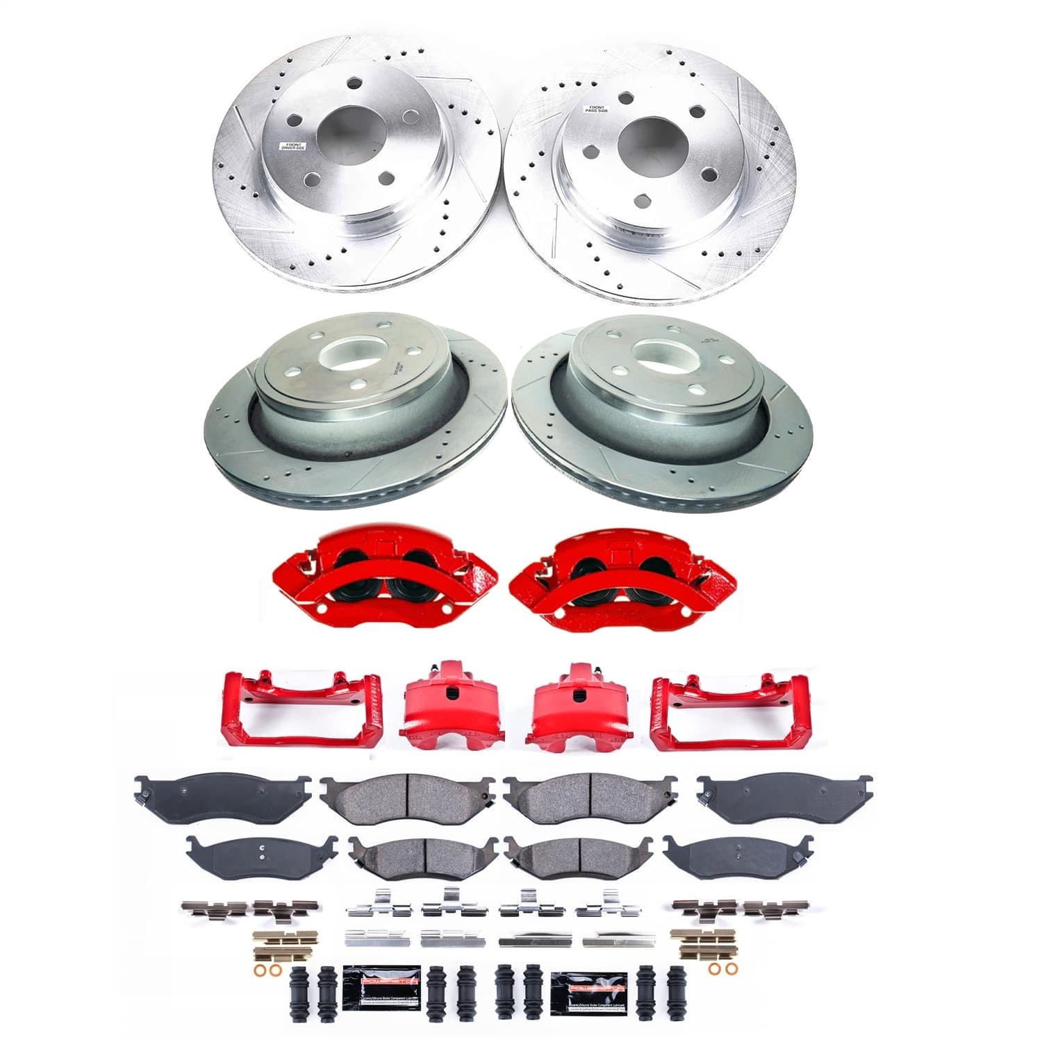 Power Stop - KC2166A - Front and Rear - Disc Brake Pad/Caliper and Rotor Kit image 1