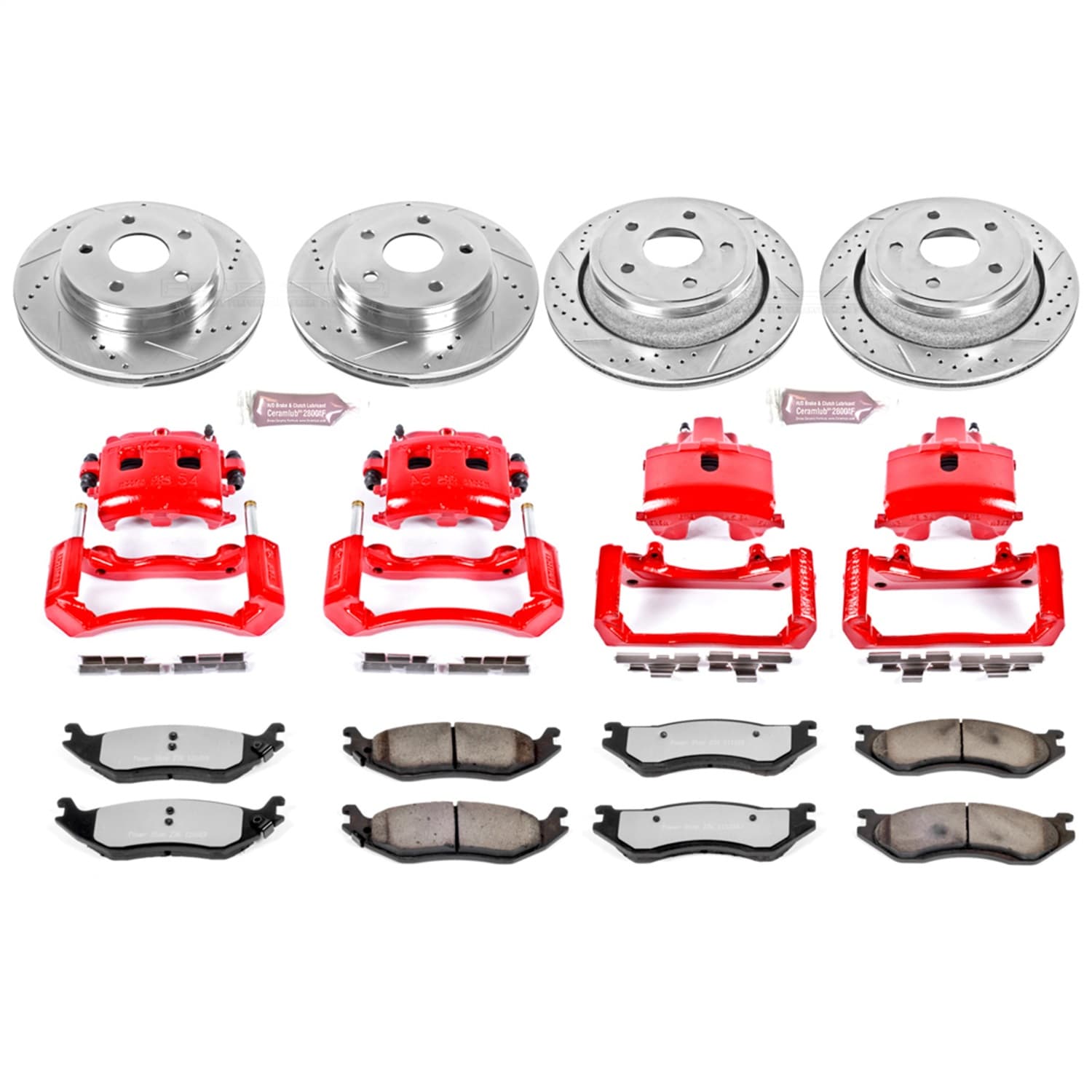 Power Stop - KC2168-36 - Front and Rear - Disc Brake Pad/Caliper and Rotor Kit image 1