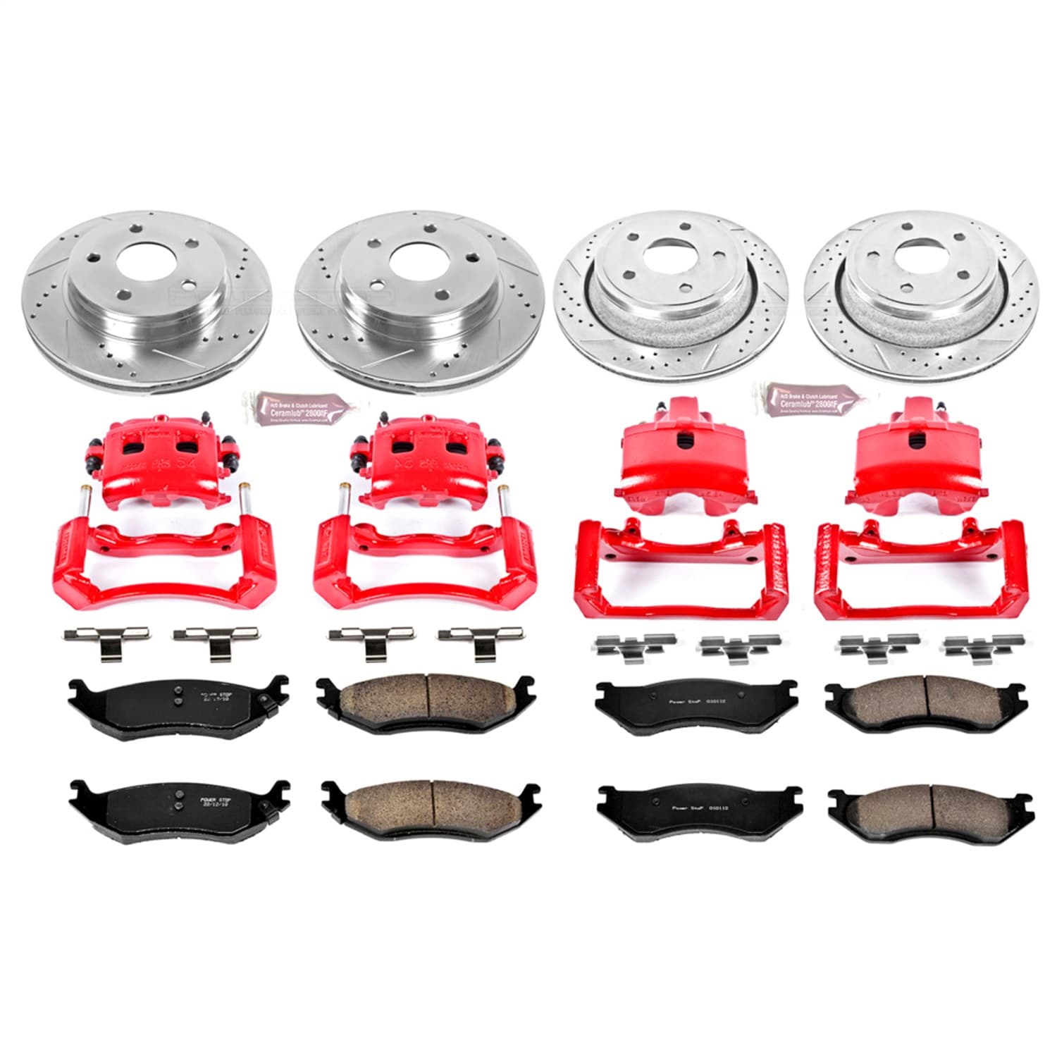 Power Stop - KC2168 - Front and Rear - Disc Brake Pad/Caliper and Rotor Kit image 1