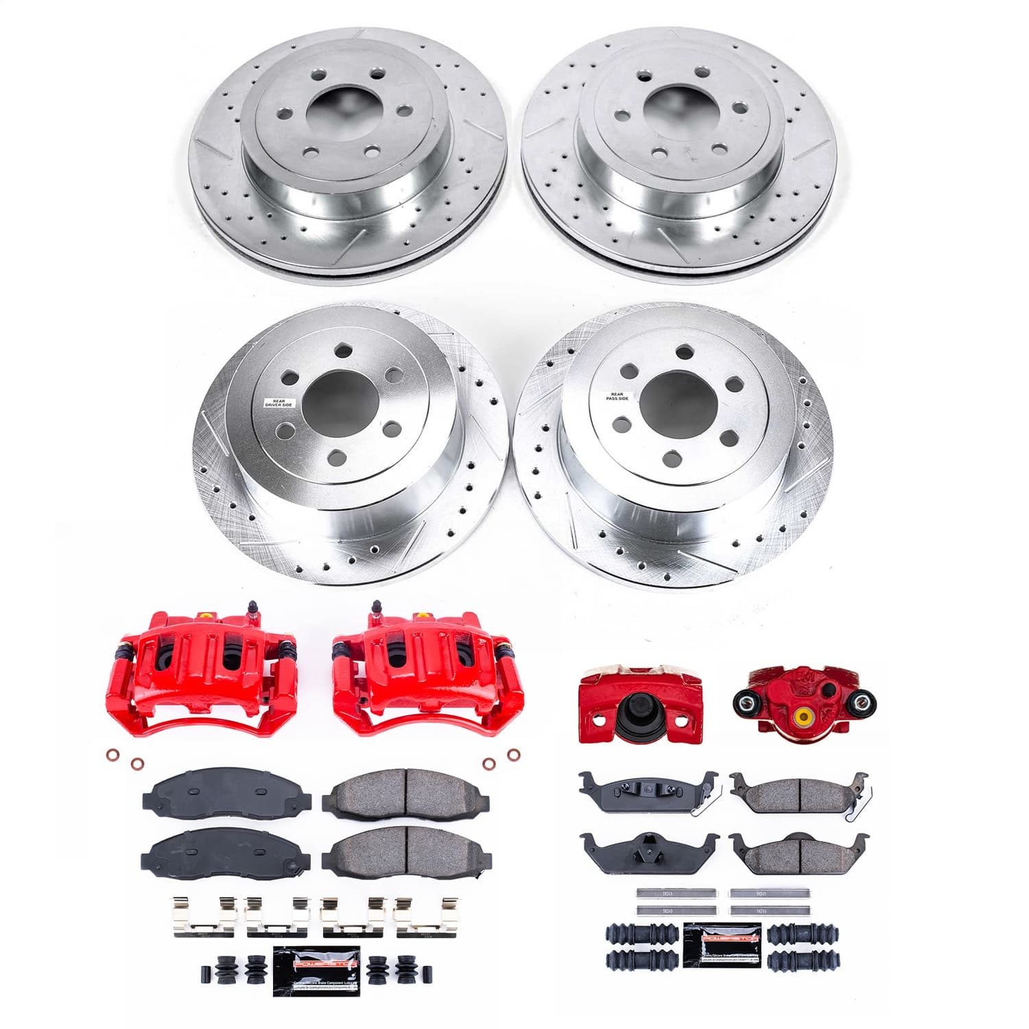 Power Stop - KC2188 - Front and Rear - Disc Brake Pad/Caliper and Rotor Kit image 1