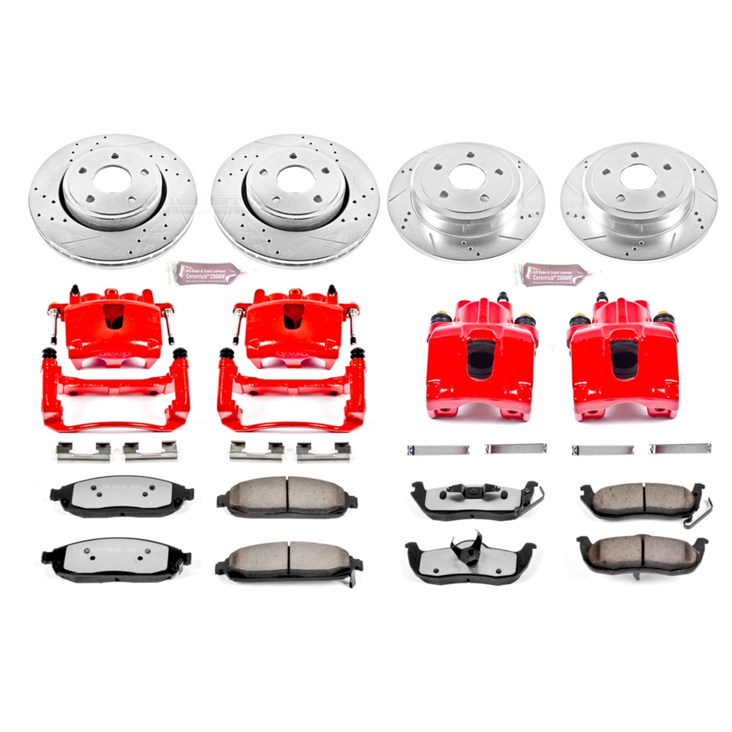 Power Stop - KC2220-36 - Front and Rear - Disc Brake Pad/Caliper and Rotor Kit image 1