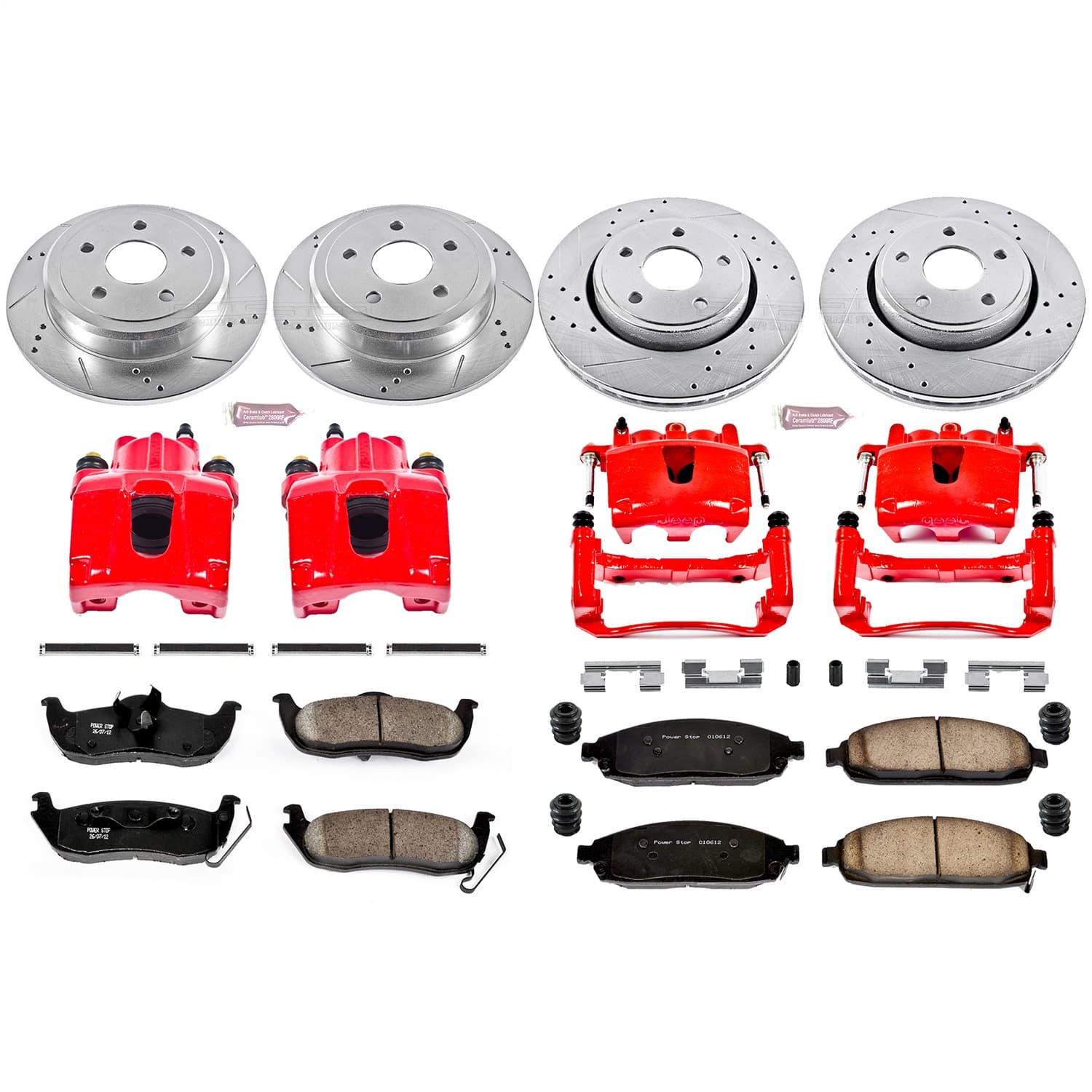 Power Stop - KC2220 - Front and Rear - Disc Brake Pad/Caliper and Rotor Kit image 1
