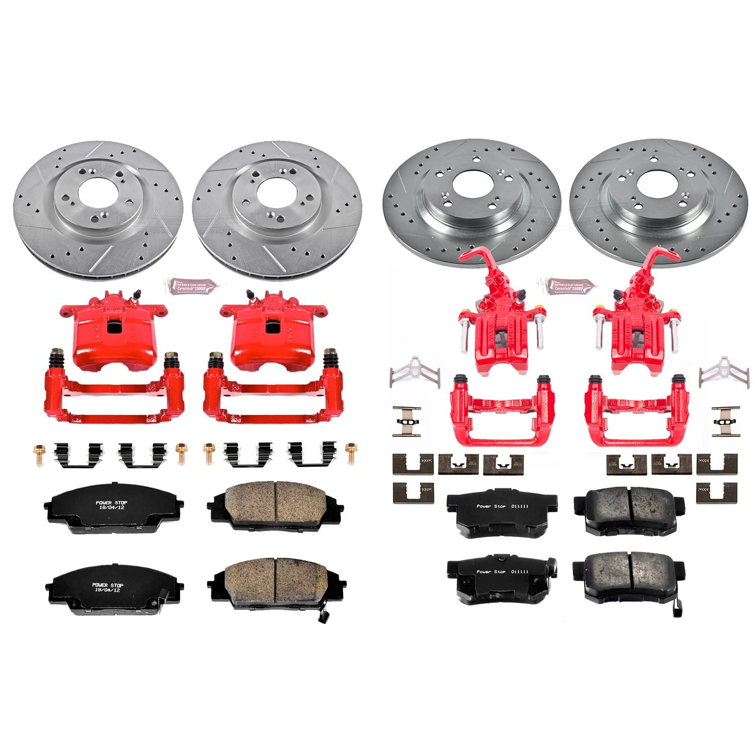 Power Stop - KC2277 - Front and Rear - Disc Brake Pad/Caliper and Rotor Kit image 1