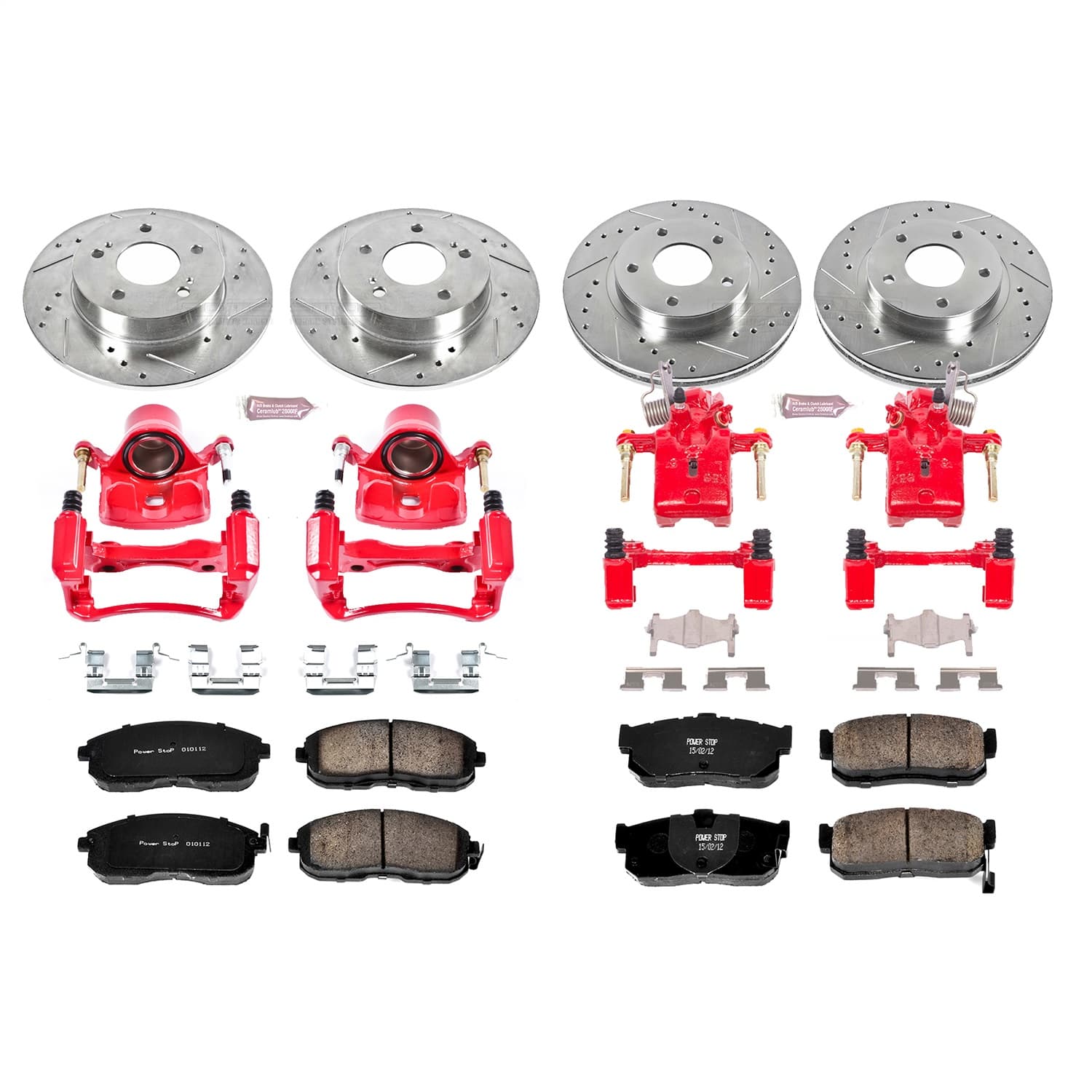 Power Stop - KC2281 - Front and Rear - Disc Brake Pad/Caliper and Rotor Kit image 1