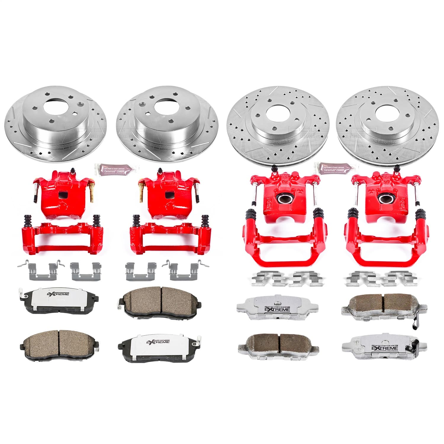 Power Stop - KC2283-26 - Front and Rear - Disc Brake Pad/Caliper and Rotor Kit image 1
