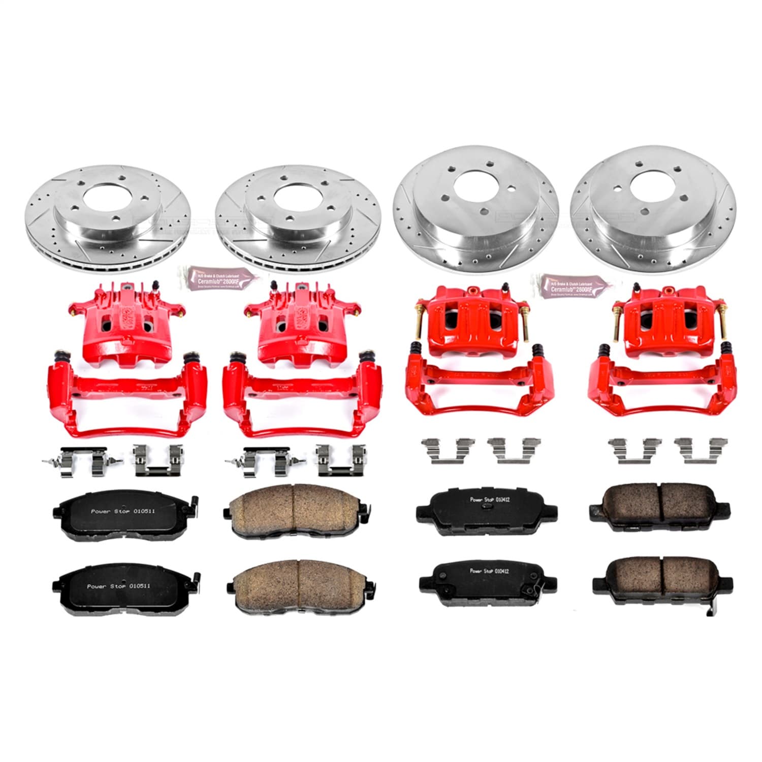 Power Stop - KC2283 - Front and Rear - Disc Brake Pad/Caliper and Rotor Kit image 1