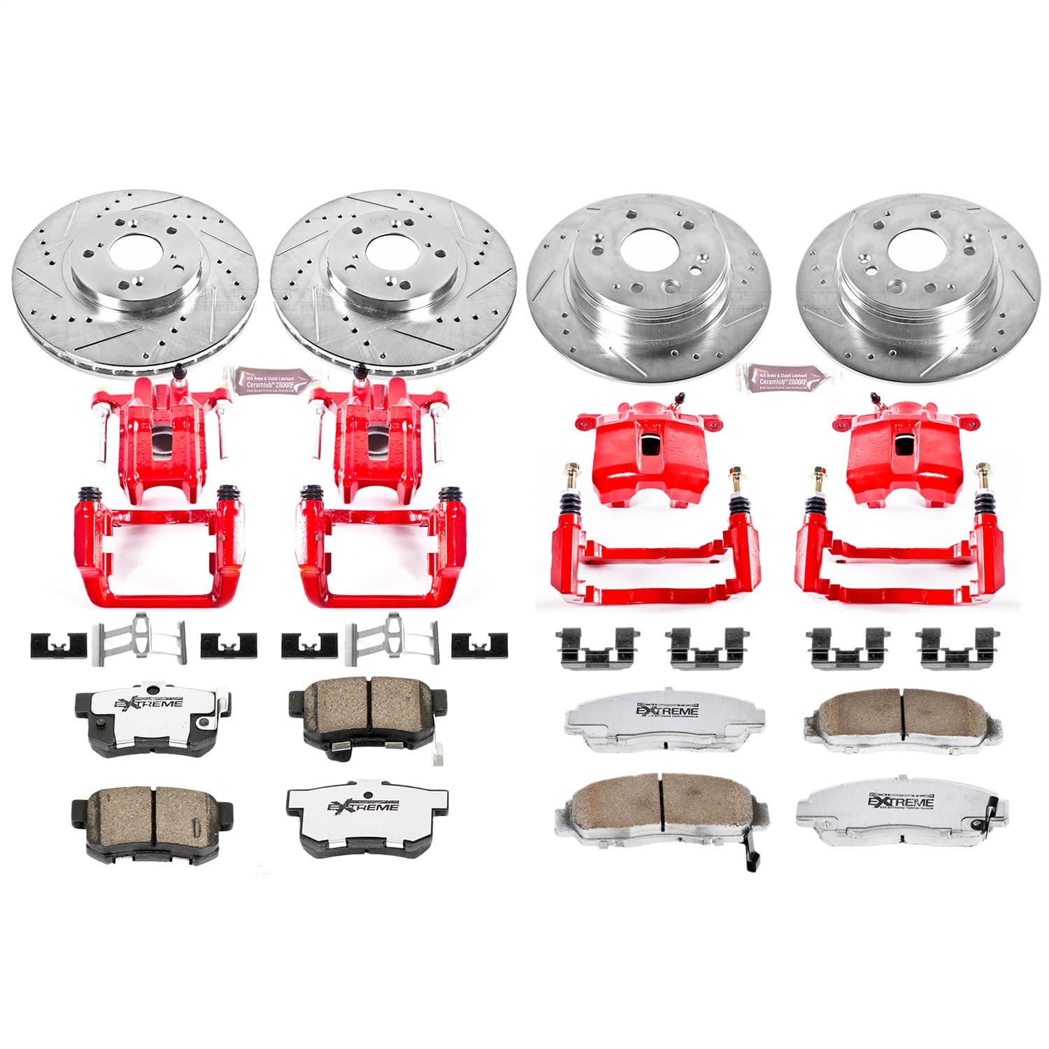 Power Stop - KC2295-26 - Front and Rear - Disc Brake Pad/Caliper and Rotor Kit image 1