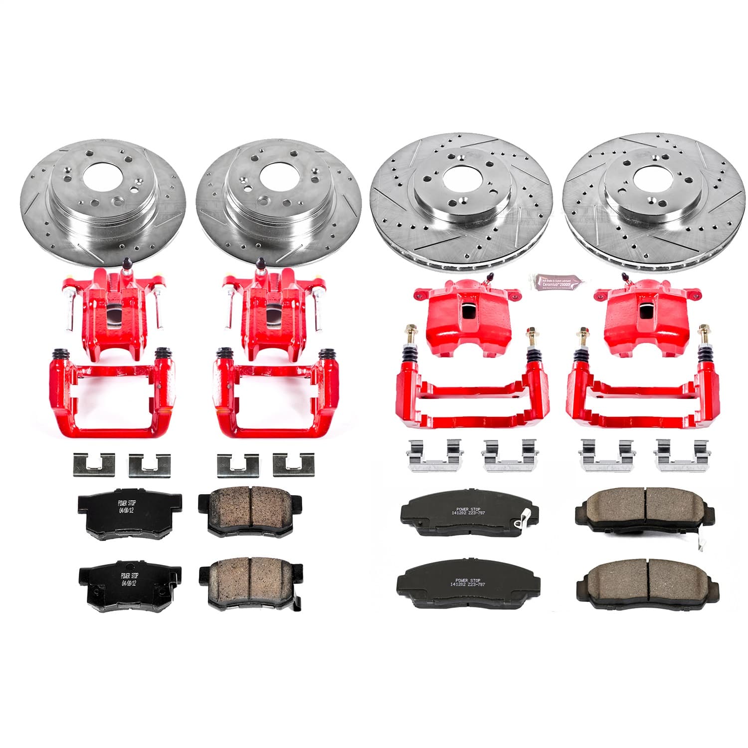 Power Stop - KC2295 - Front and Rear - Disc Brake Pad/Caliper and Rotor Kit image 1