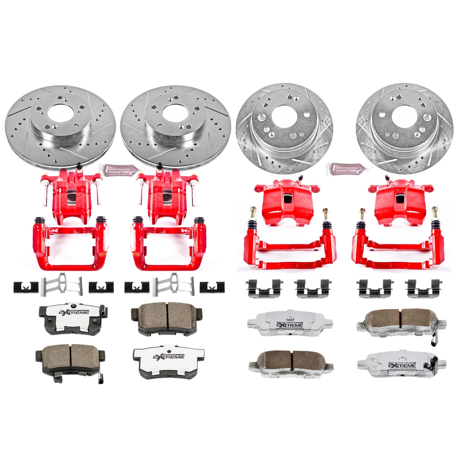 Power Stop - KC2296-26 - Front and Rear - Disc Brake Pad/Caliper and Rotor Kit image 1