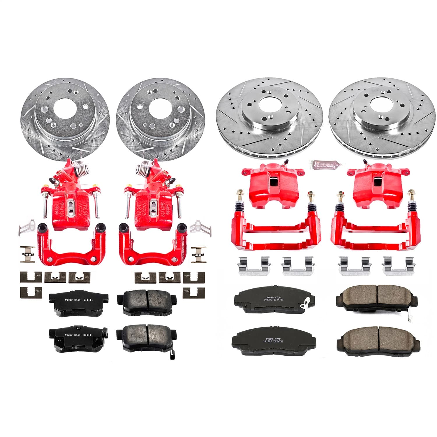 Power Stop - KC2296 - Front and Rear - Disc Brake Pad/Caliper and Rotor Kit image 1