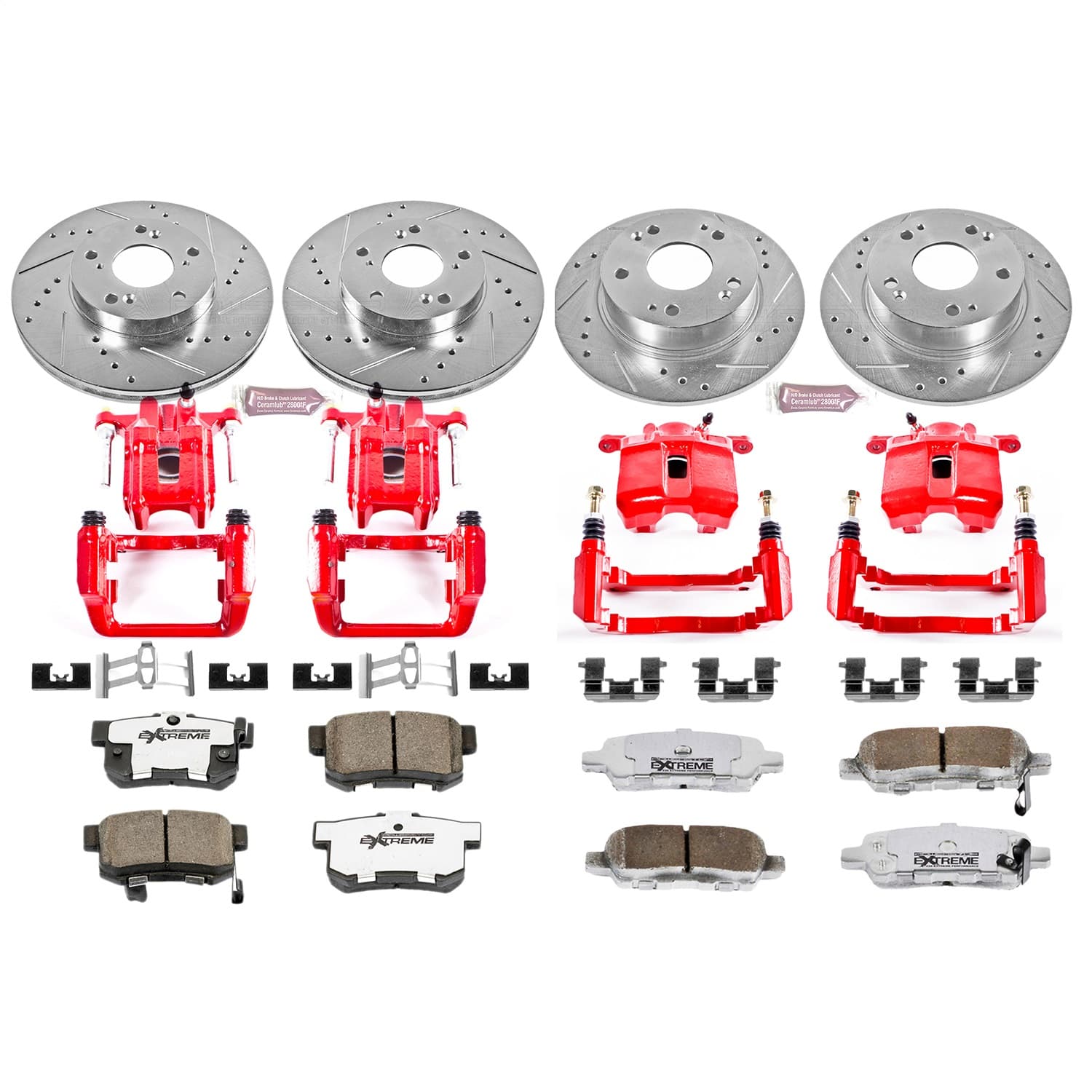 Power Stop - KC2297-26 - Front and Rear - Disc Brake Pad/Caliper and Rotor Kit image 1