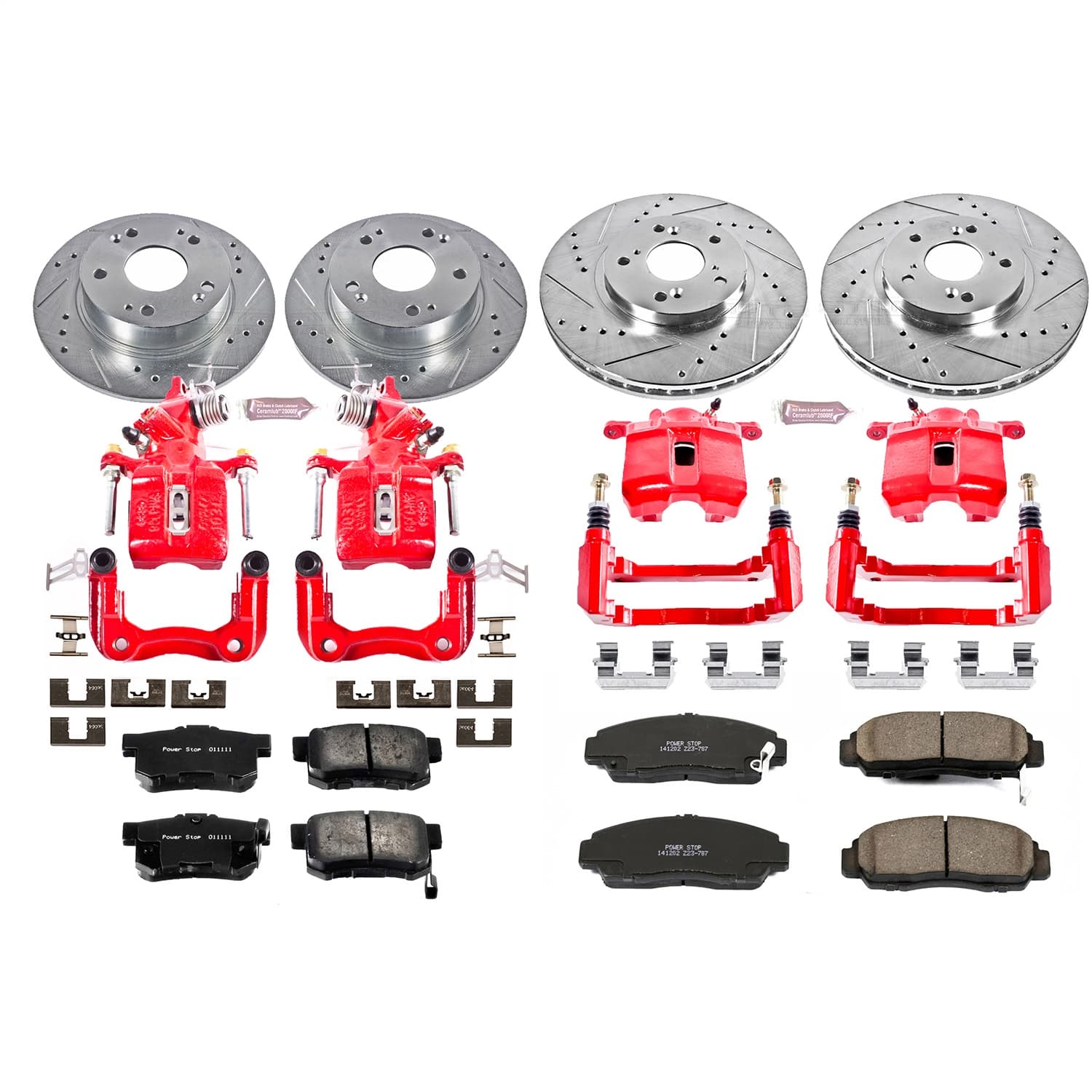 Power Stop - KC2297 - Front and Rear - Disc Brake Pad/Caliper and Rotor Kit image 1