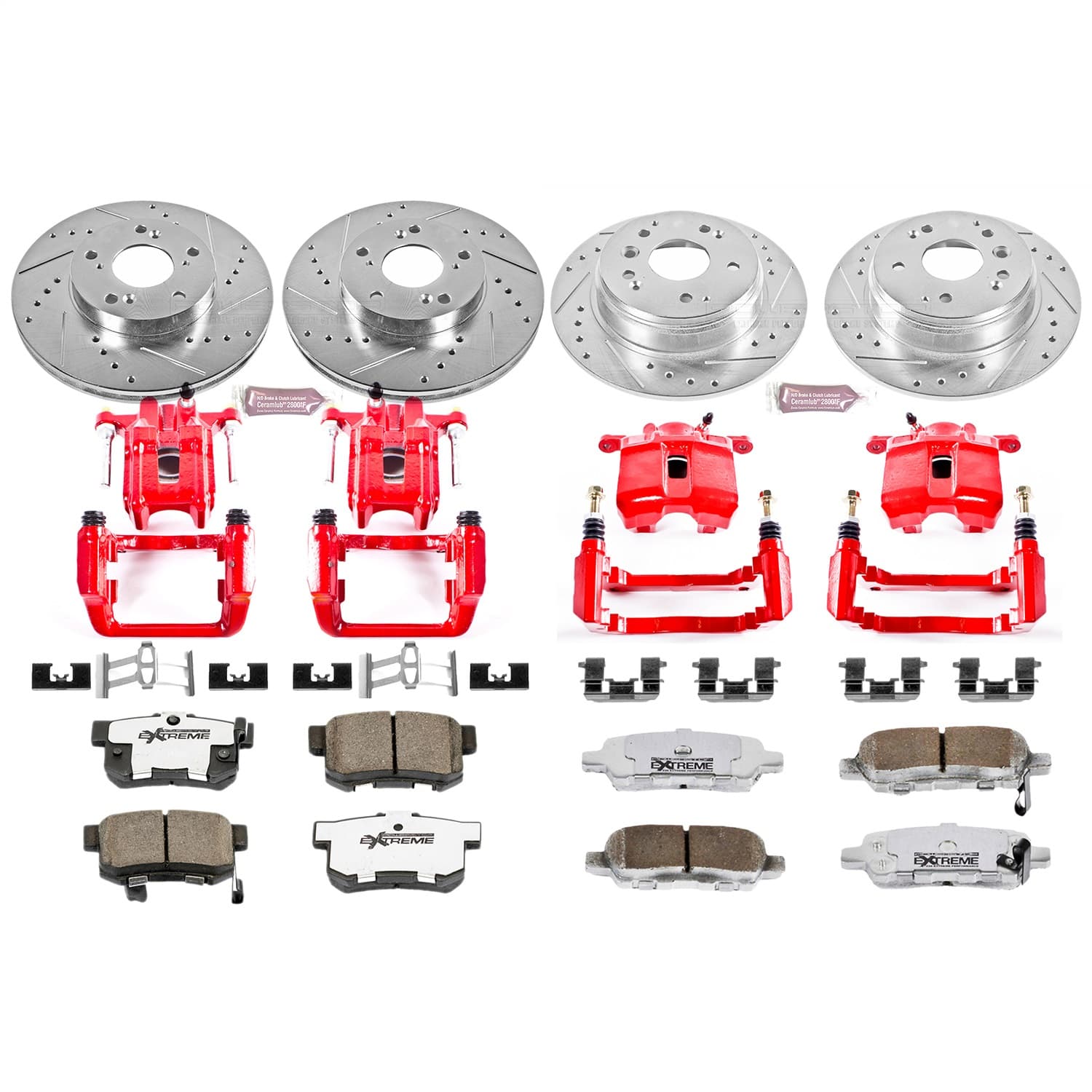 Power Stop - KC2298-26 - Front and Rear - Disc Brake Pad/Caliper and Rotor Kit image 1