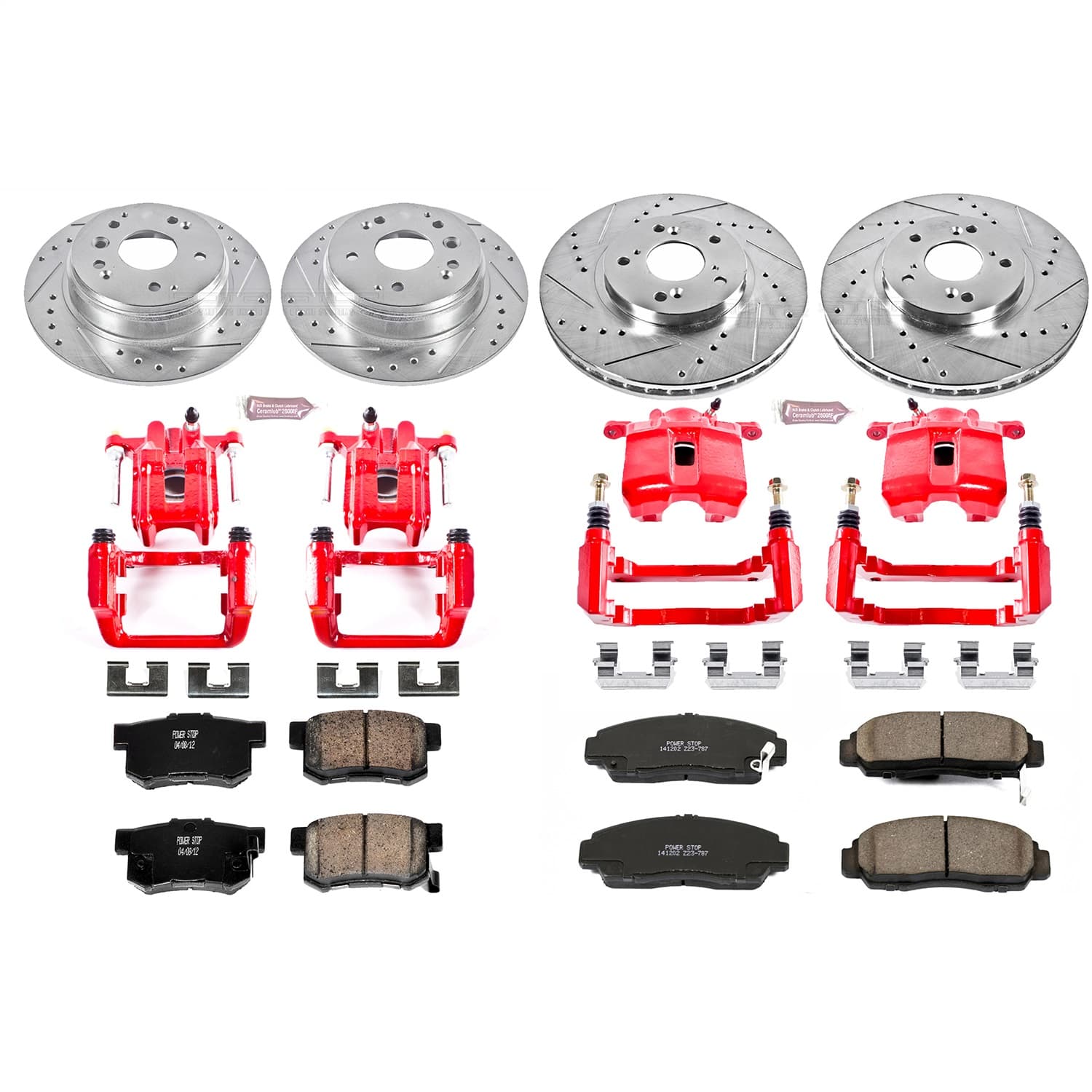 Power Stop - KC2298 - Front and Rear - Disc Brake Pad/Caliper and Rotor Kit image 1