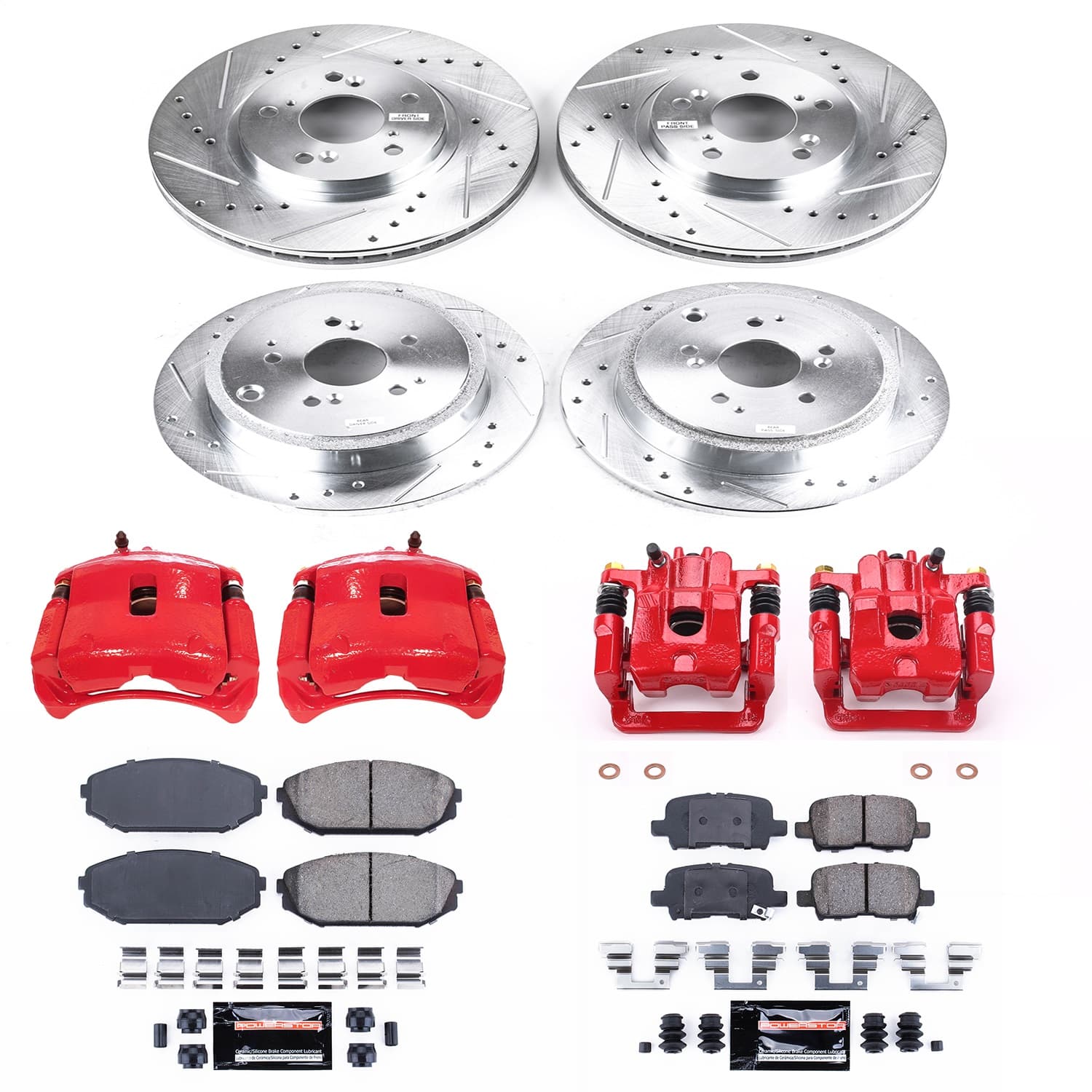 Power Stop - KC2300 - Front and Rear - Disc Brake Pad/Caliper and Rotor Kit image 1