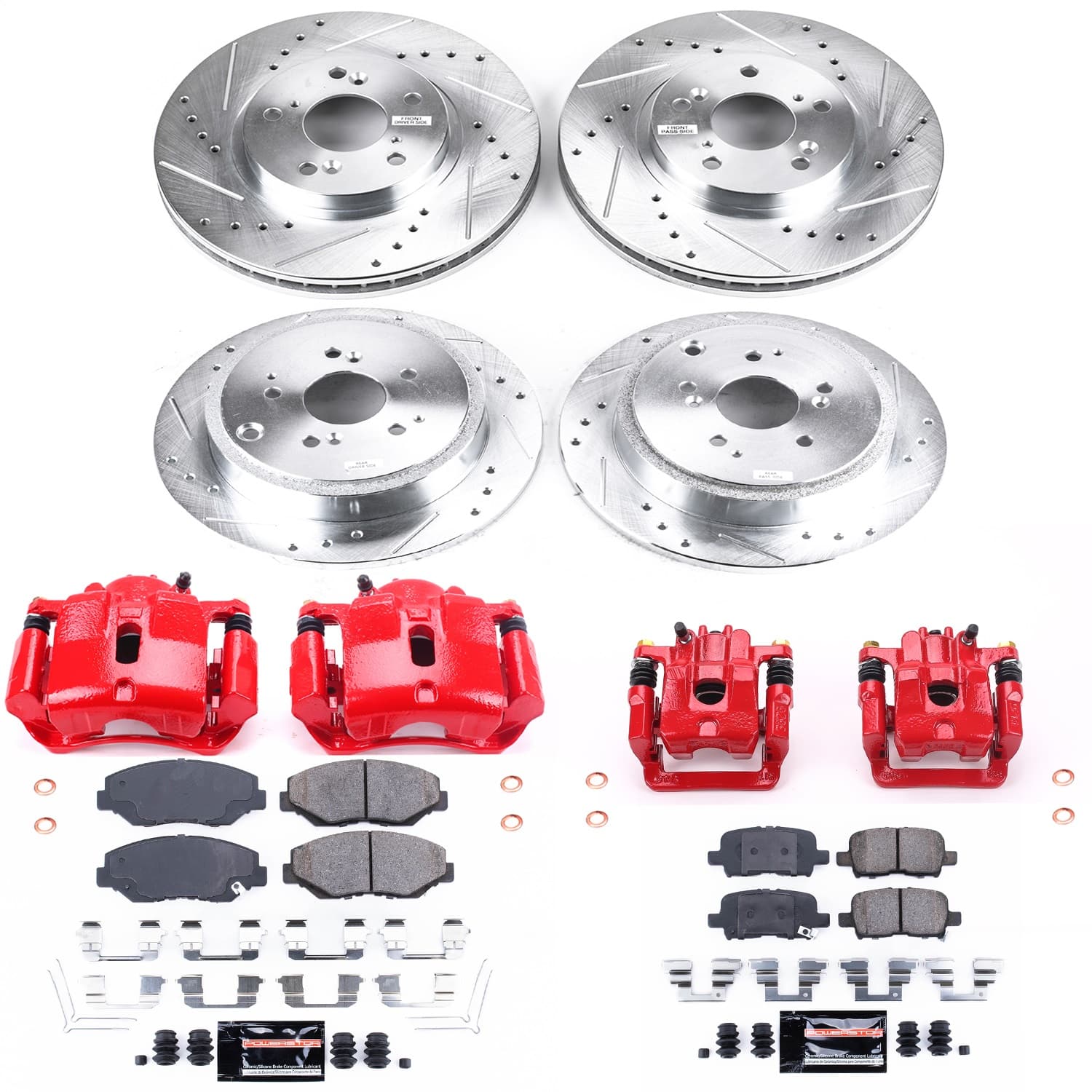Power Stop - KC2303 - Front and Rear - Disc Brake Pad/Caliper and Rotor Kit image 1