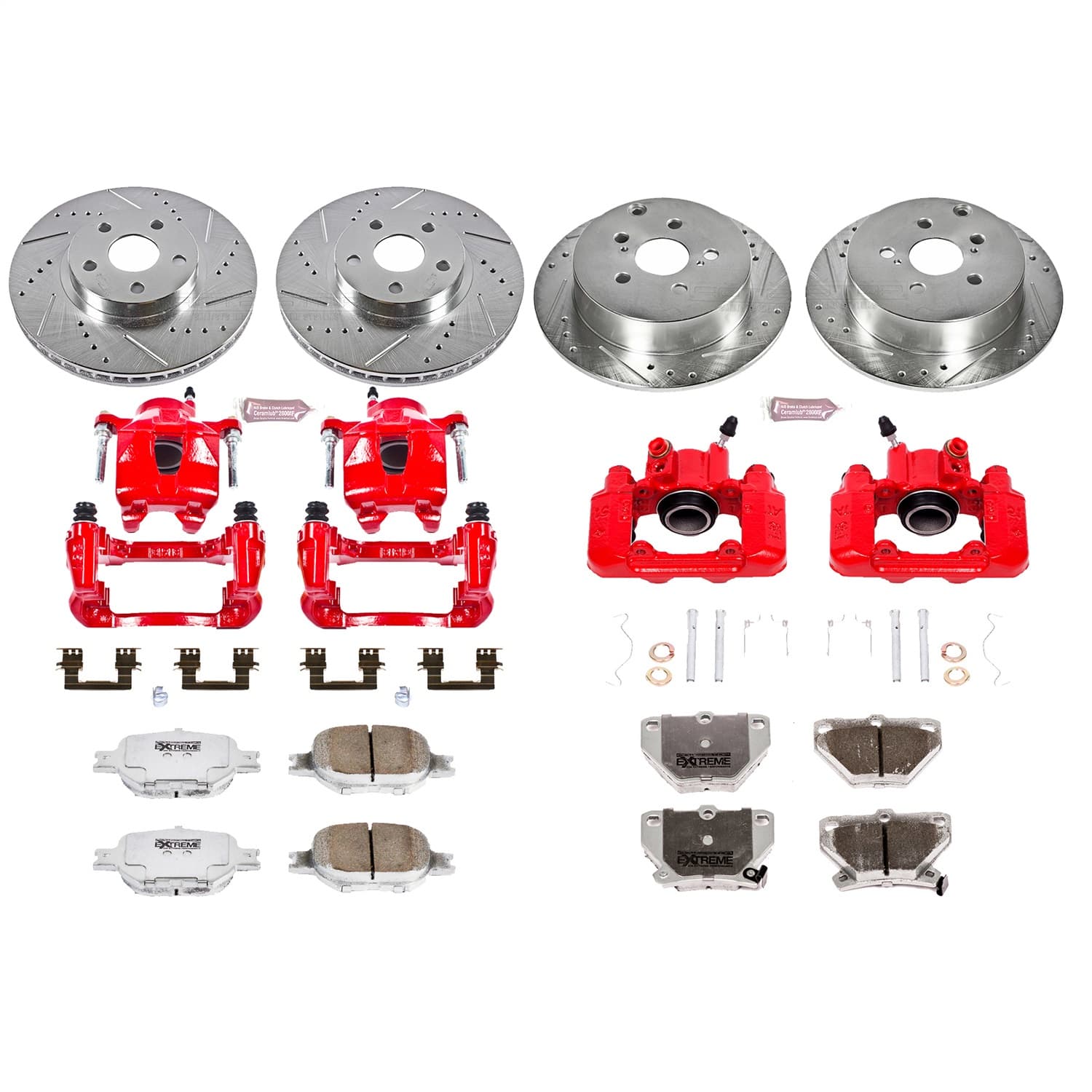 Power Stop - KC2314A-26 - Front and Rear - Disc Brake Pad/Caliper and Rotor Kit image 1