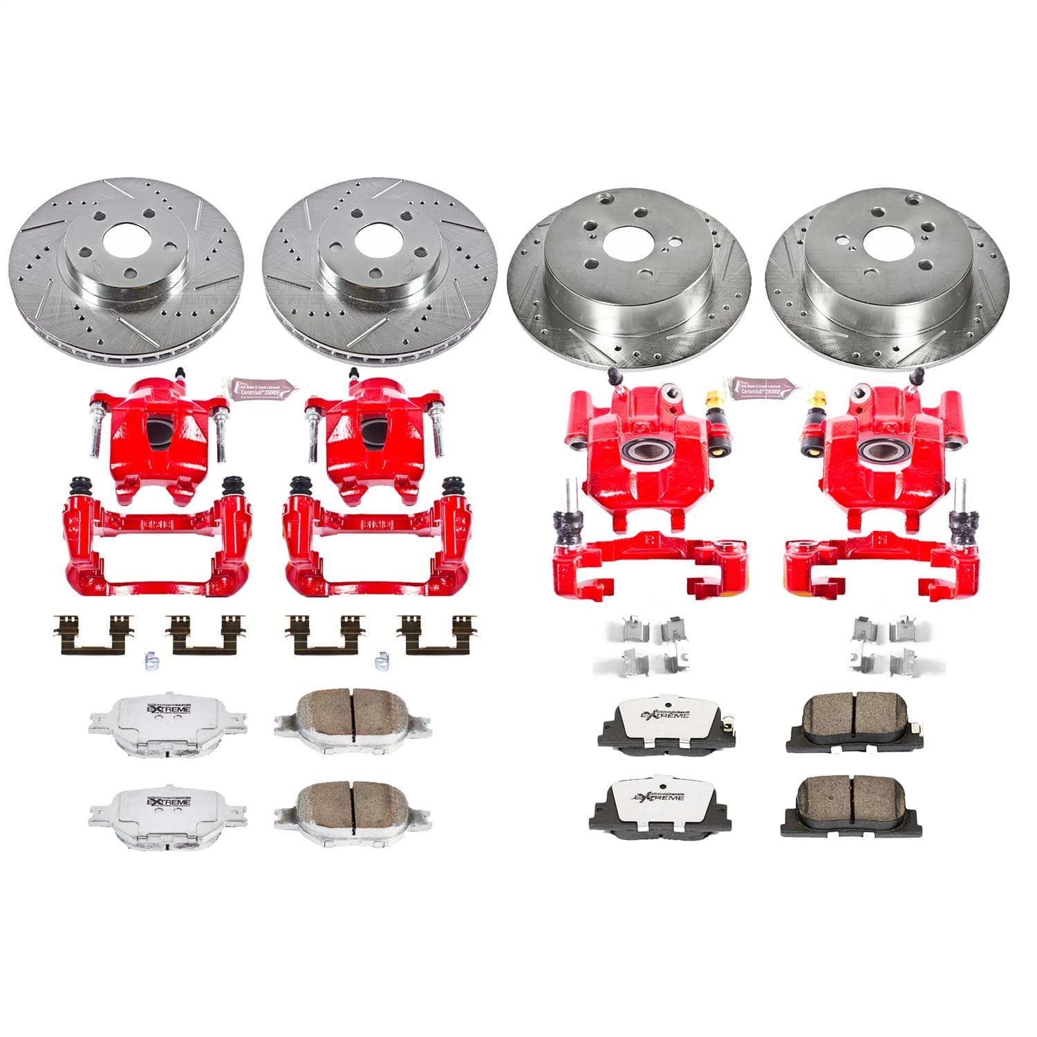 Power Stop - KC2315-26 - Front and Rear - Disc Brake Pad/Caliper and Rotor Kit image 1