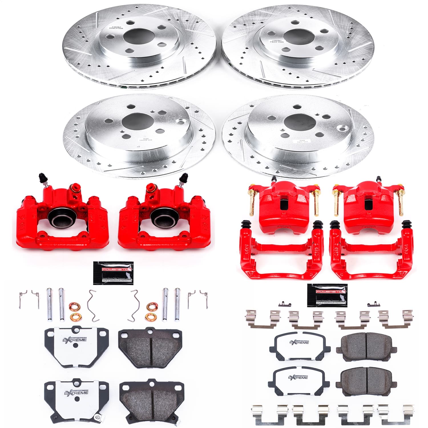 Power Stop - KC2317-26 - Front and Rear - Disc Brake Pad/Caliper and Rotor Kit image 1