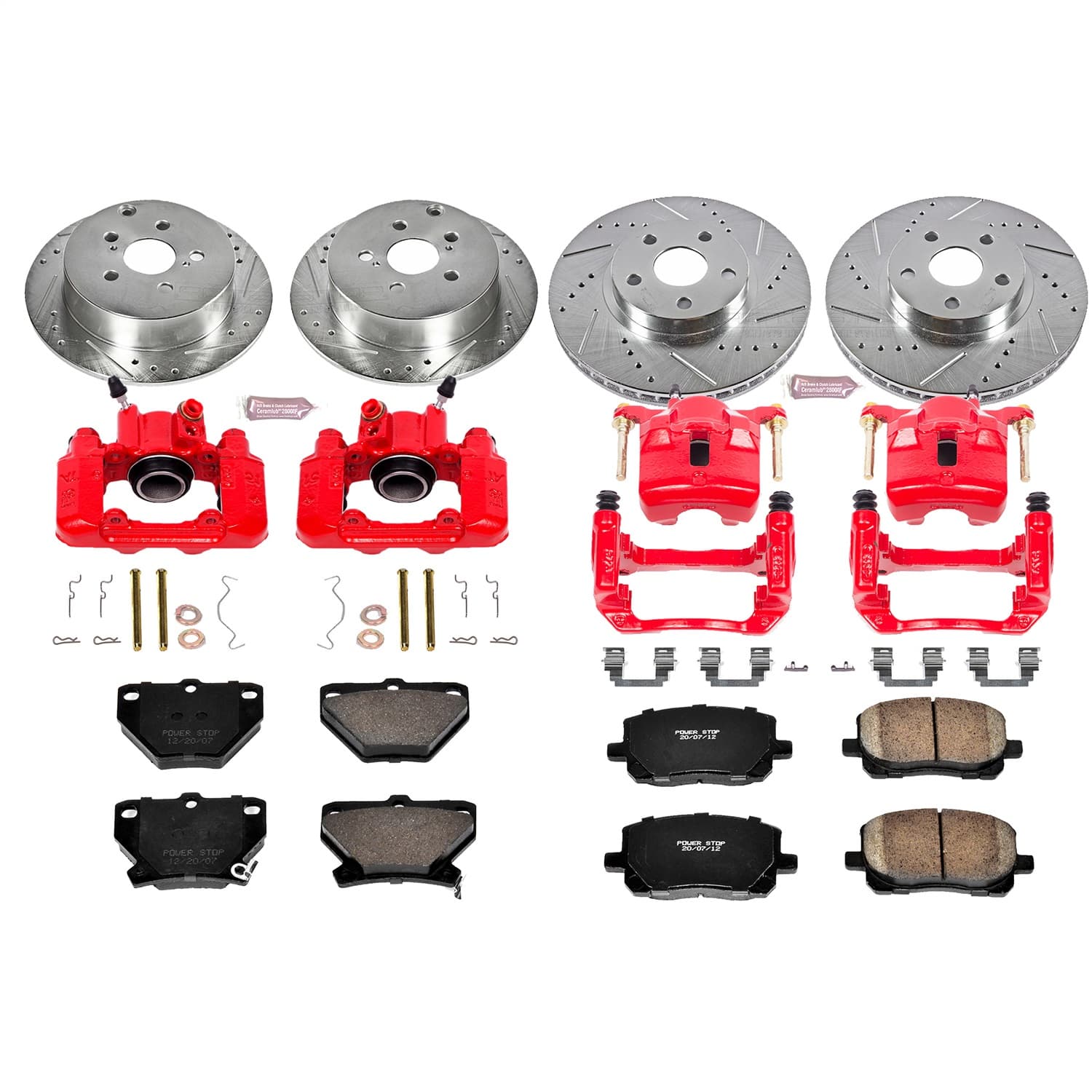 Power Stop - KC2317 - Front and Rear - Disc Brake Pad/Caliper and Rotor Kit image 1