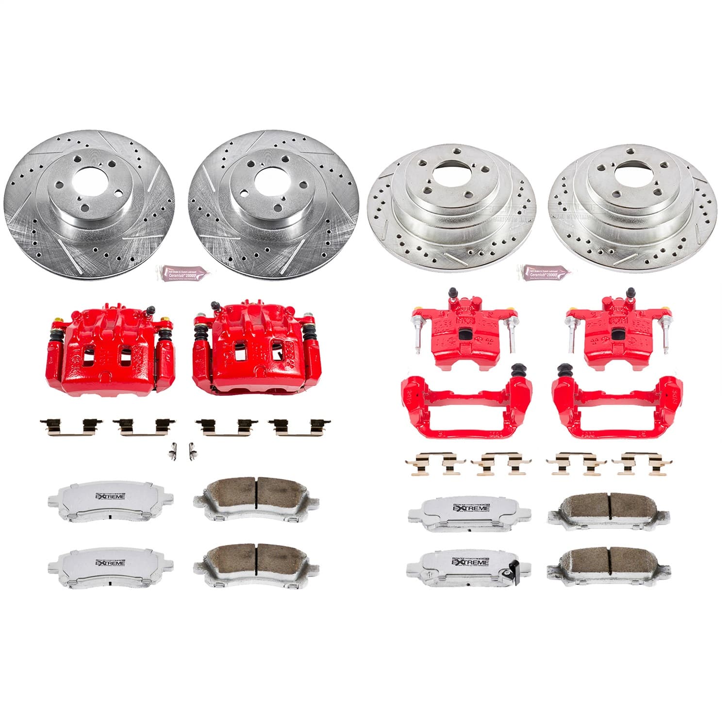 Power Stop - KC2371-26 - Front and Rear - Disc Brake Pad/Caliper and Rotor Kit image 1