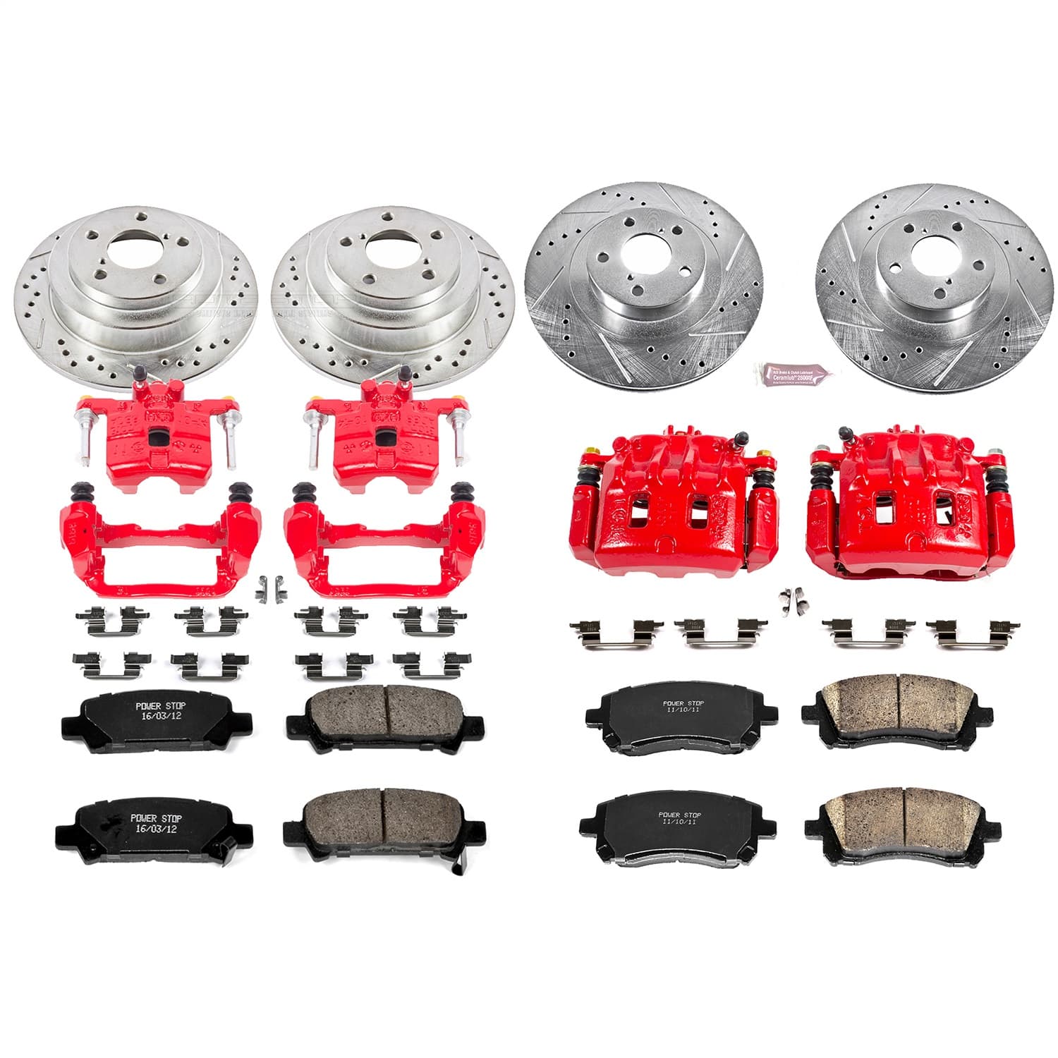 Power Stop - KC2371 - Front and Rear - Disc Brake Pad/Caliper and Rotor Kit image 1