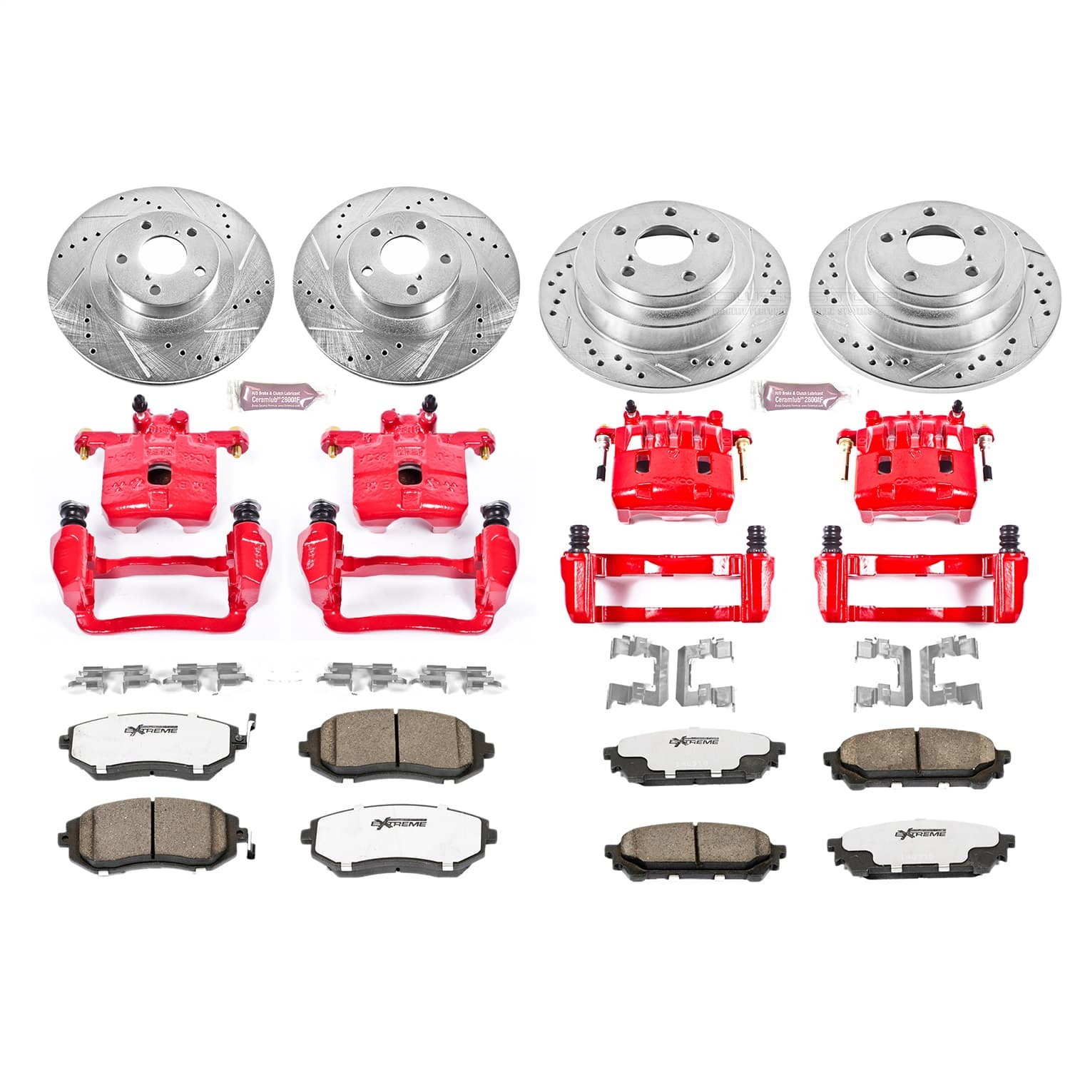 Power Stop - KC2376-26 - Front and Rear - Disc Brake Pad/Caliper and Rotor Kit image 1