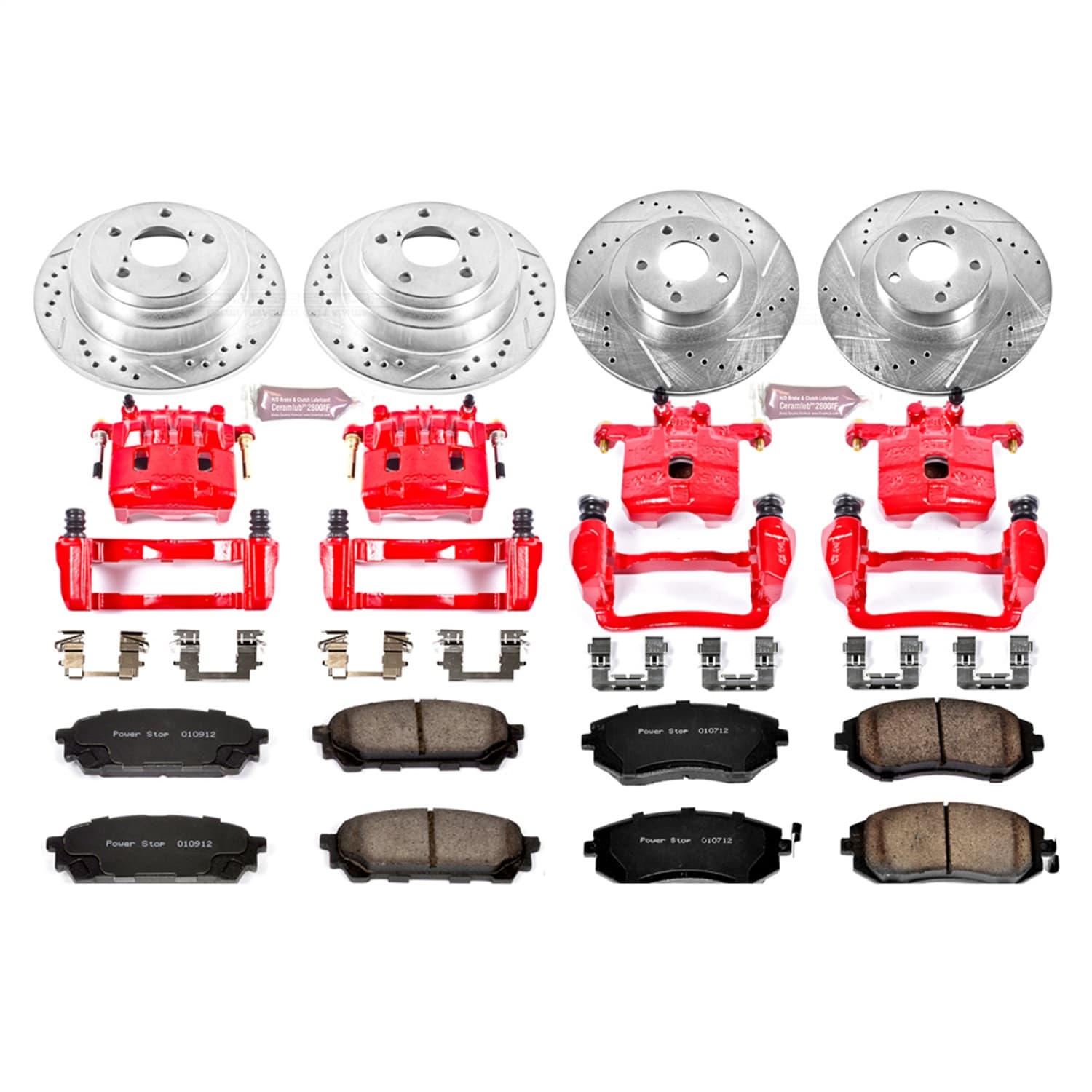 Power Stop - KC2376 - Front and Rear - Disc Brake Pad/Caliper and Rotor Kit image 1