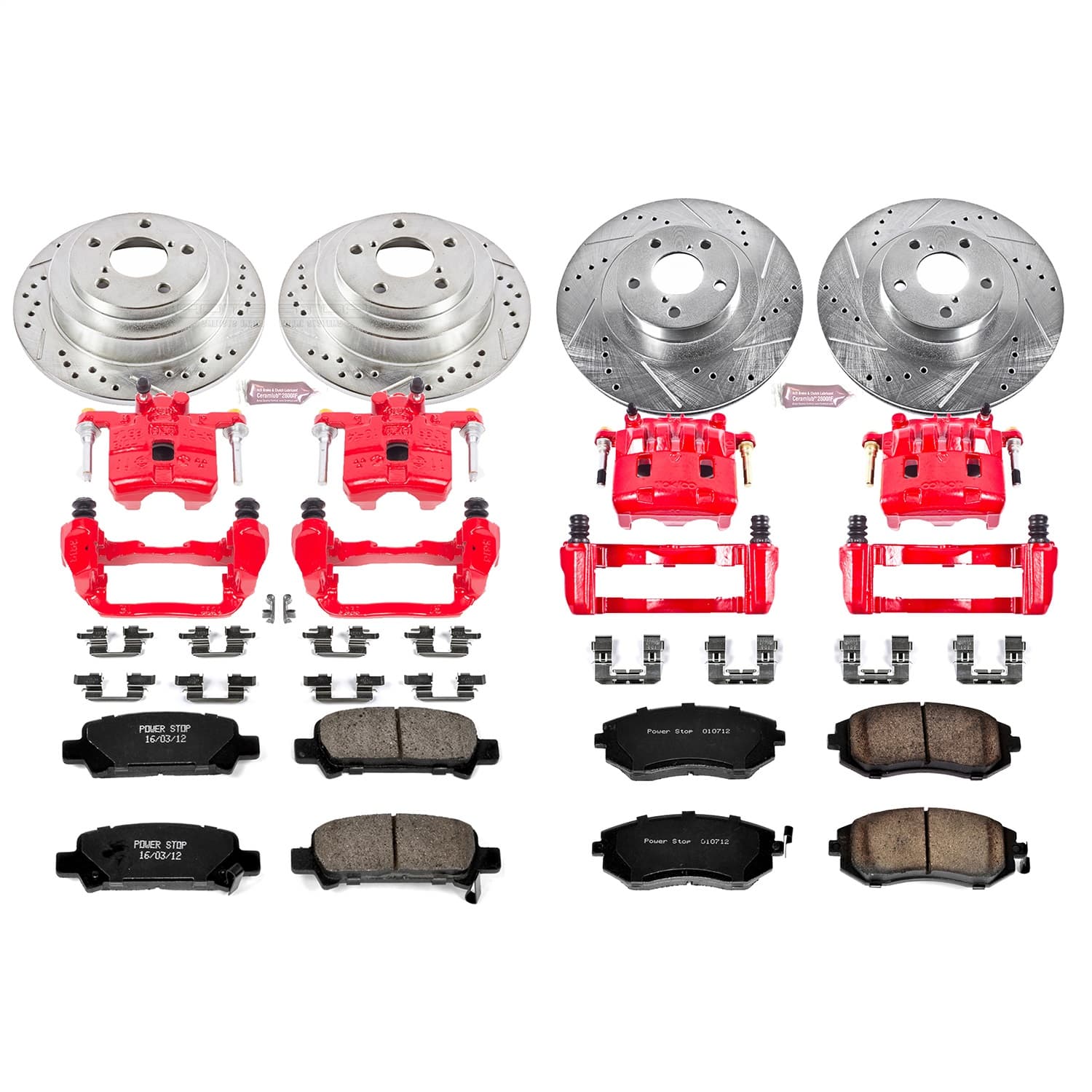 Power Stop - KC2377 - Front and Rear - Disc Brake Pad/Caliper and Rotor Kit image 1