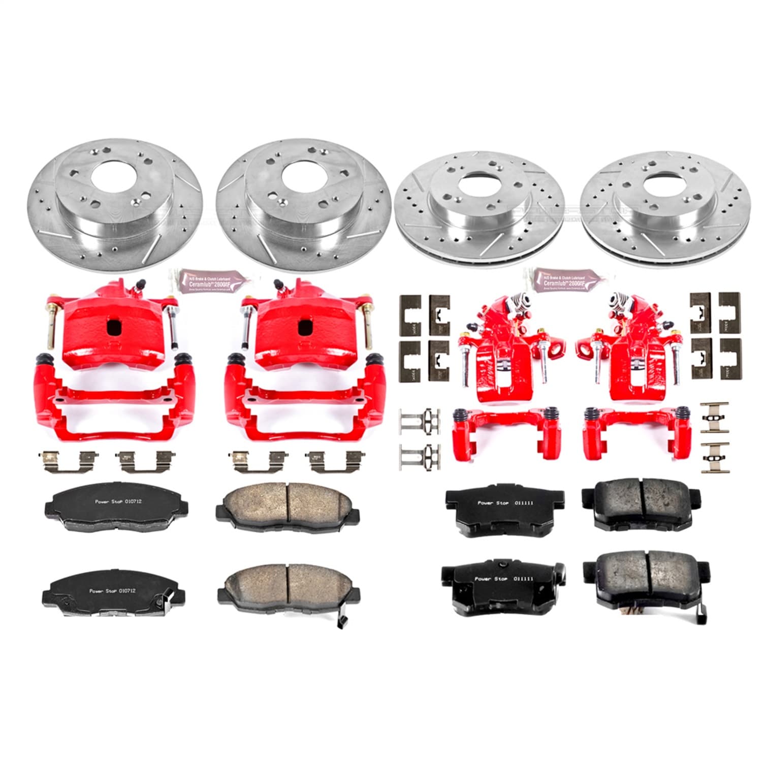 Power Stop - KC2385 - Front and Rear - Disc Brake Pad/Caliper and Rotor Kit image 1