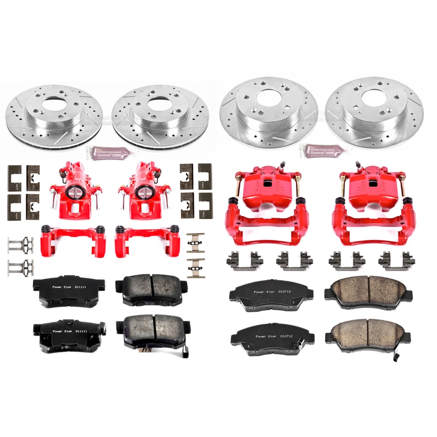 Power Stop - KC2387 - Front and Rear - Disc Brake Pad/Caliper and Rotor Kit image 1