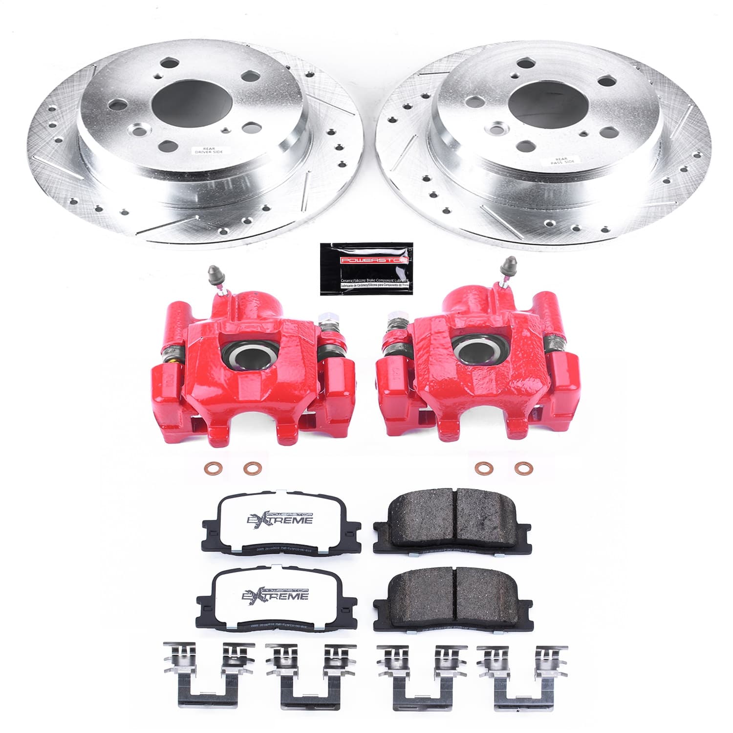 Power Stop - KC2418-36 - Rear - Disc Brake Pad/Caliper and Rotor Kit image 1